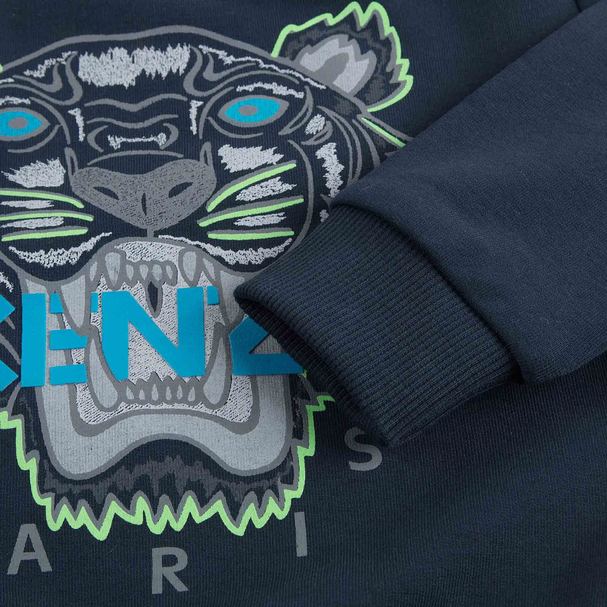 Boys Navy Blue Embroidered Tiger Head Cotton Sweatshirt - CÉMAROSE | Children's Fashion Store - 4