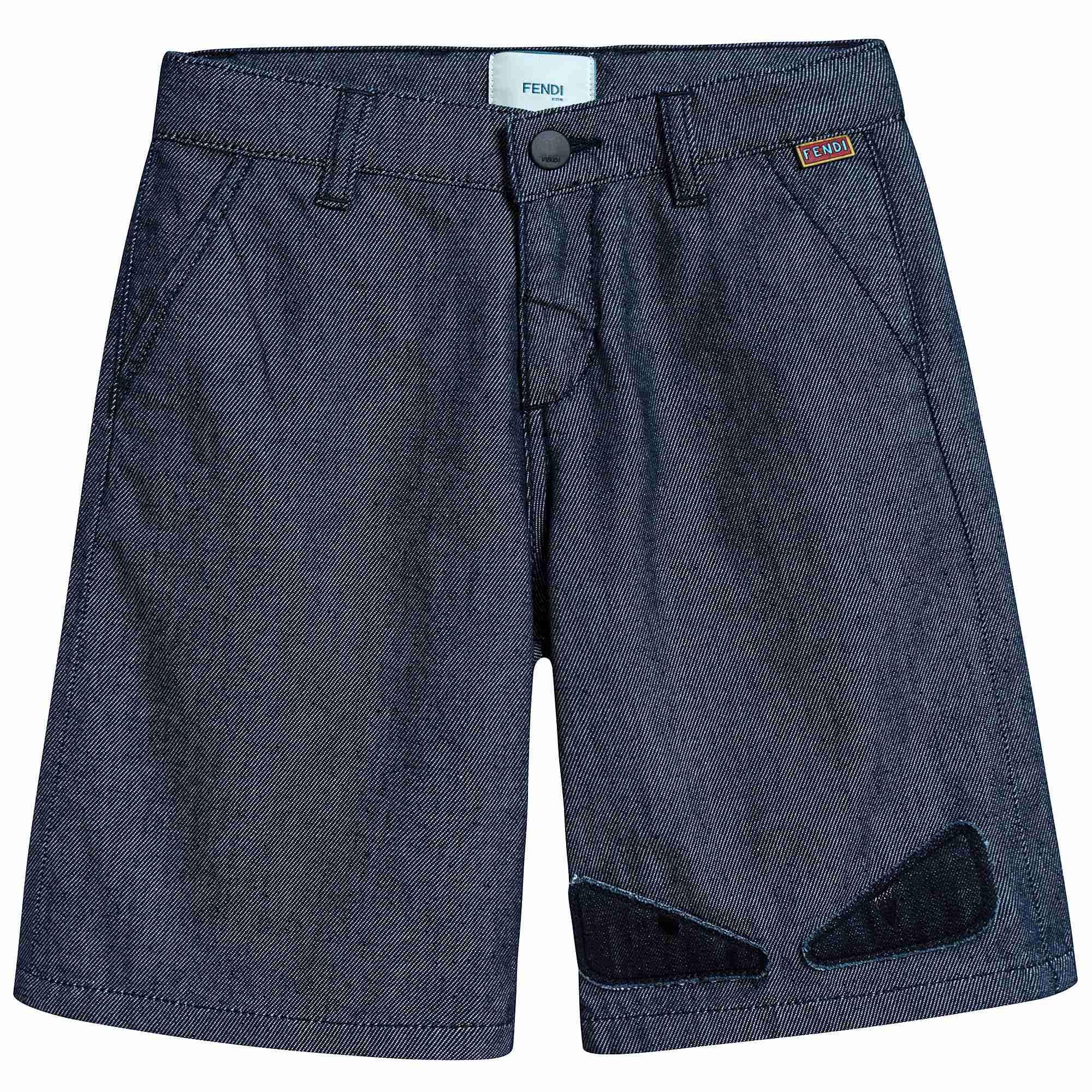 Boys Blue Cotton Bermuda Jeans