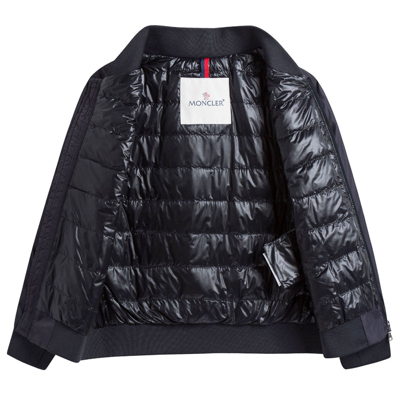 Boys Navy Blue Ribbed Cuffs 'Ferdinand' Jacket With Black Zipper