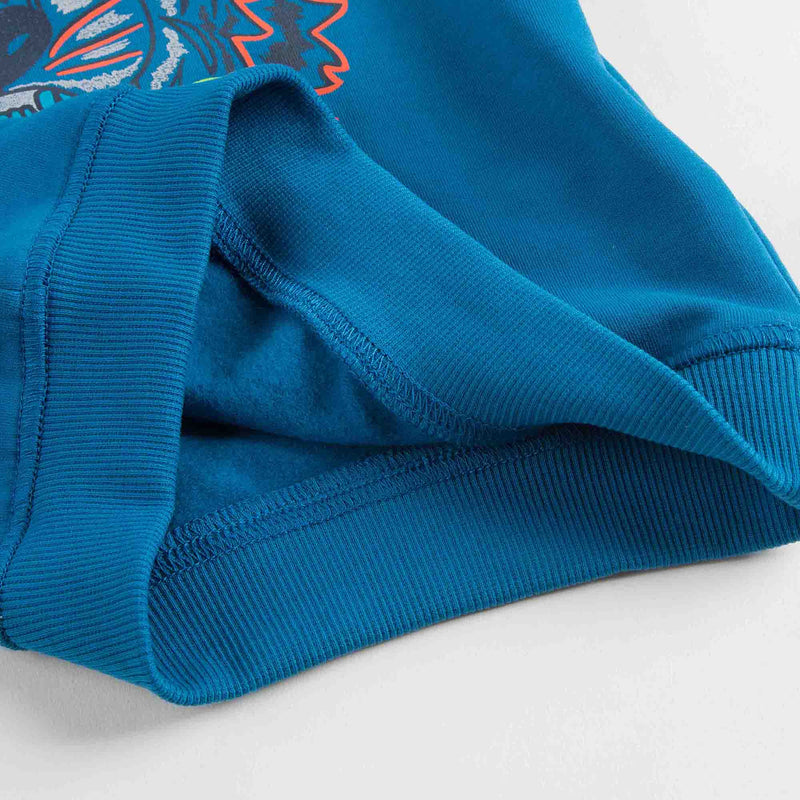 Boys Middle Blue Embroidered Tiger Head Cotton Sweatshirt - CÉMAROSE | Children's Fashion Store - 5