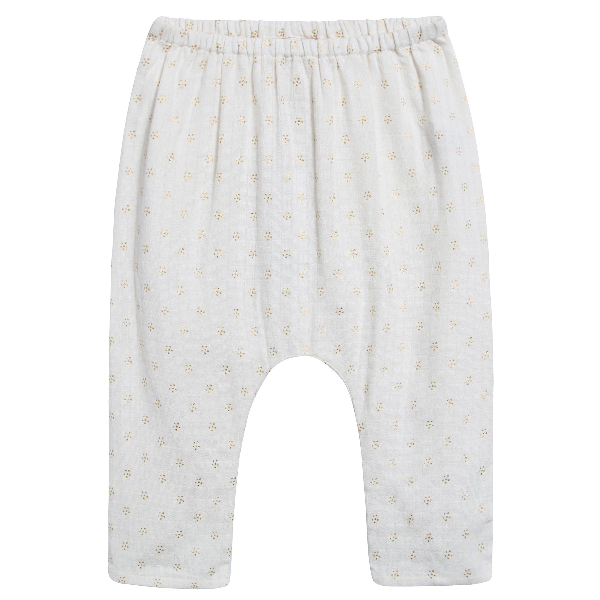 Baby Girls Off White Couche Gold Dots Cotton Trousers