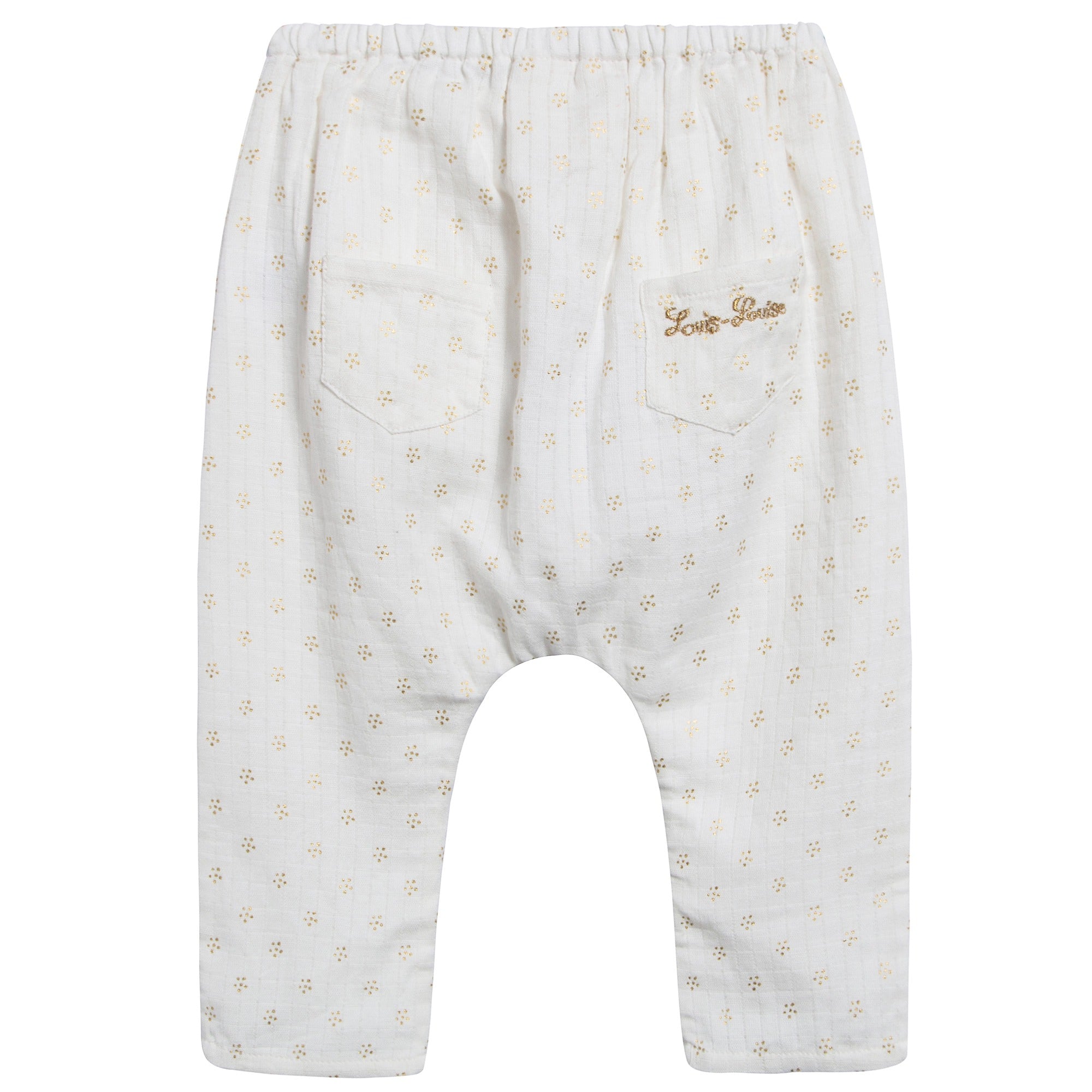 Baby Girls Off White Couche Gold Dots Cotton Trousers