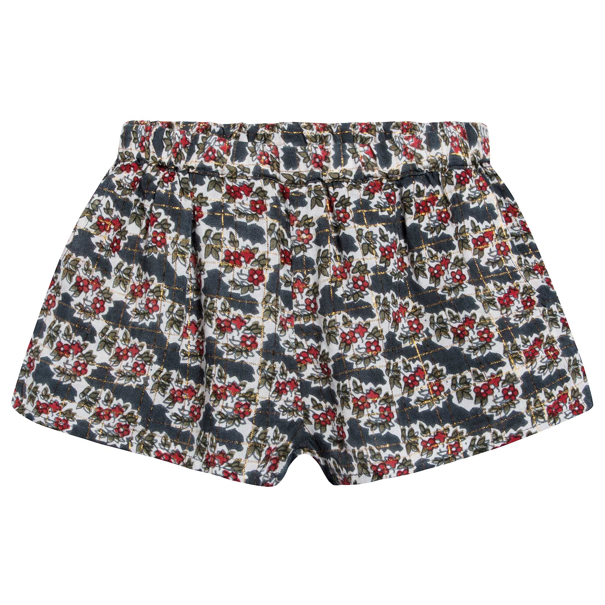 Girls Multicolor Indian Flowers Cotton Shorts