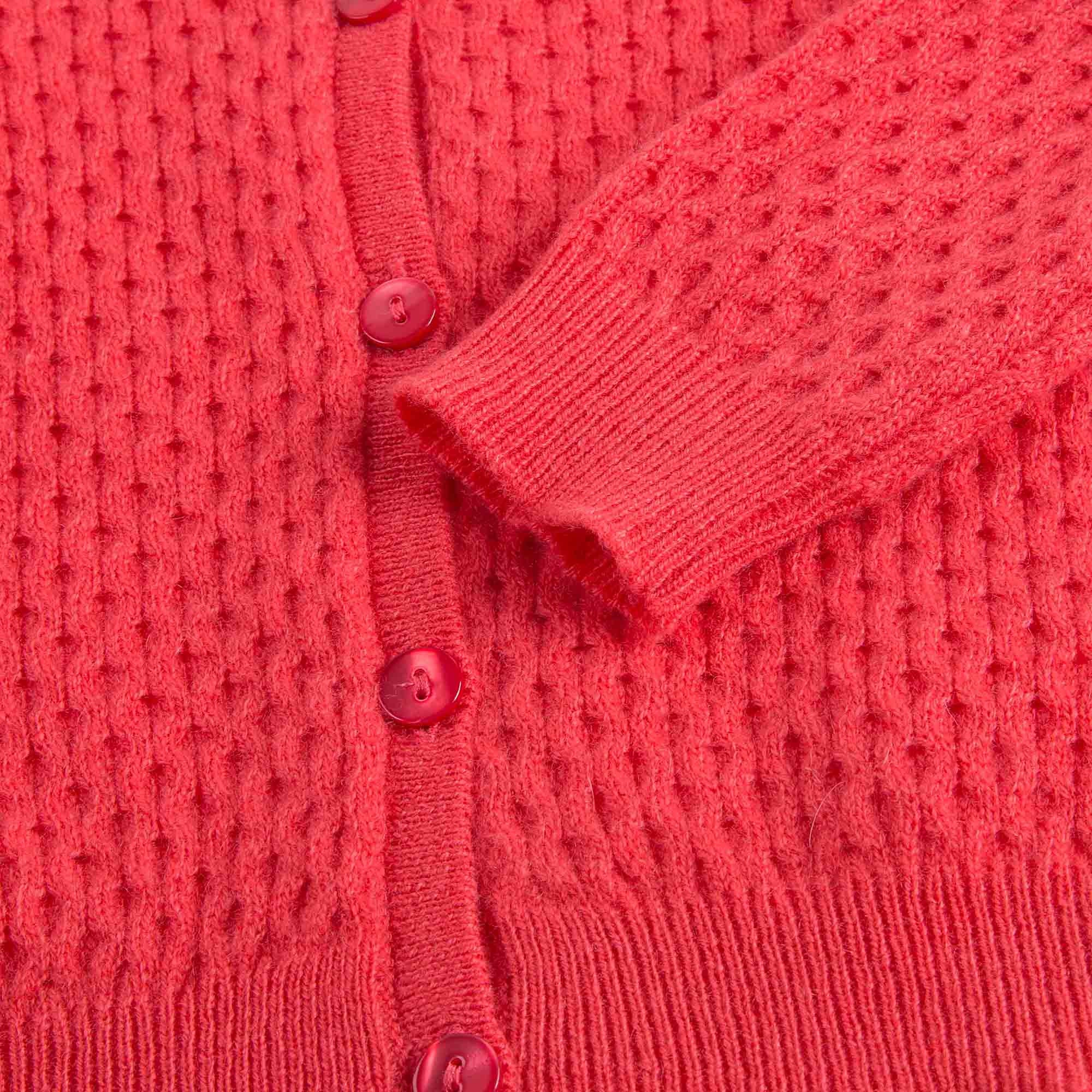 Girls Red Cashmere Cardigan - CÉMAROSE | Children's Fashion Store - 4