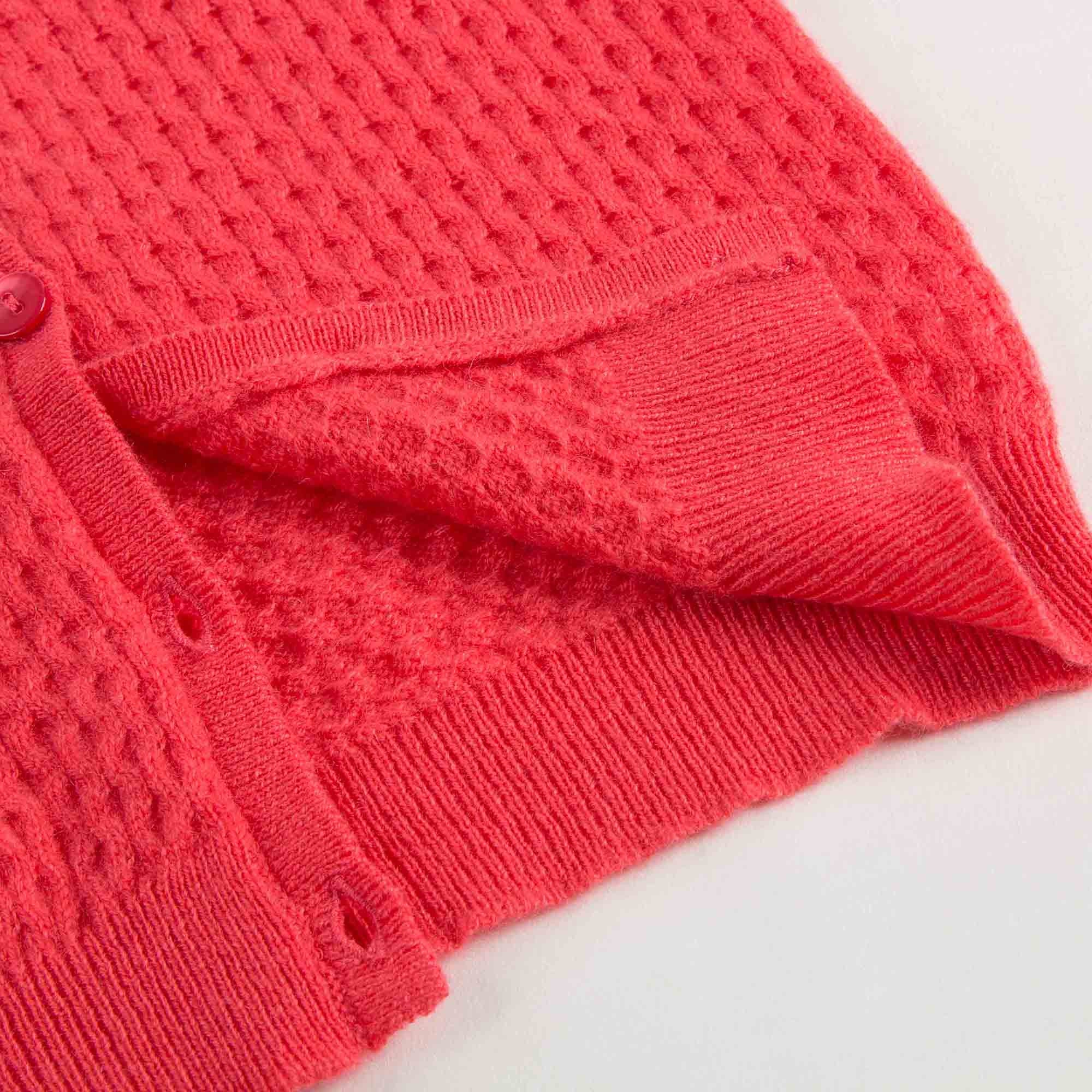 Girls Red Cashmere Cardigan - CÉMAROSE | Children's Fashion Store - 5