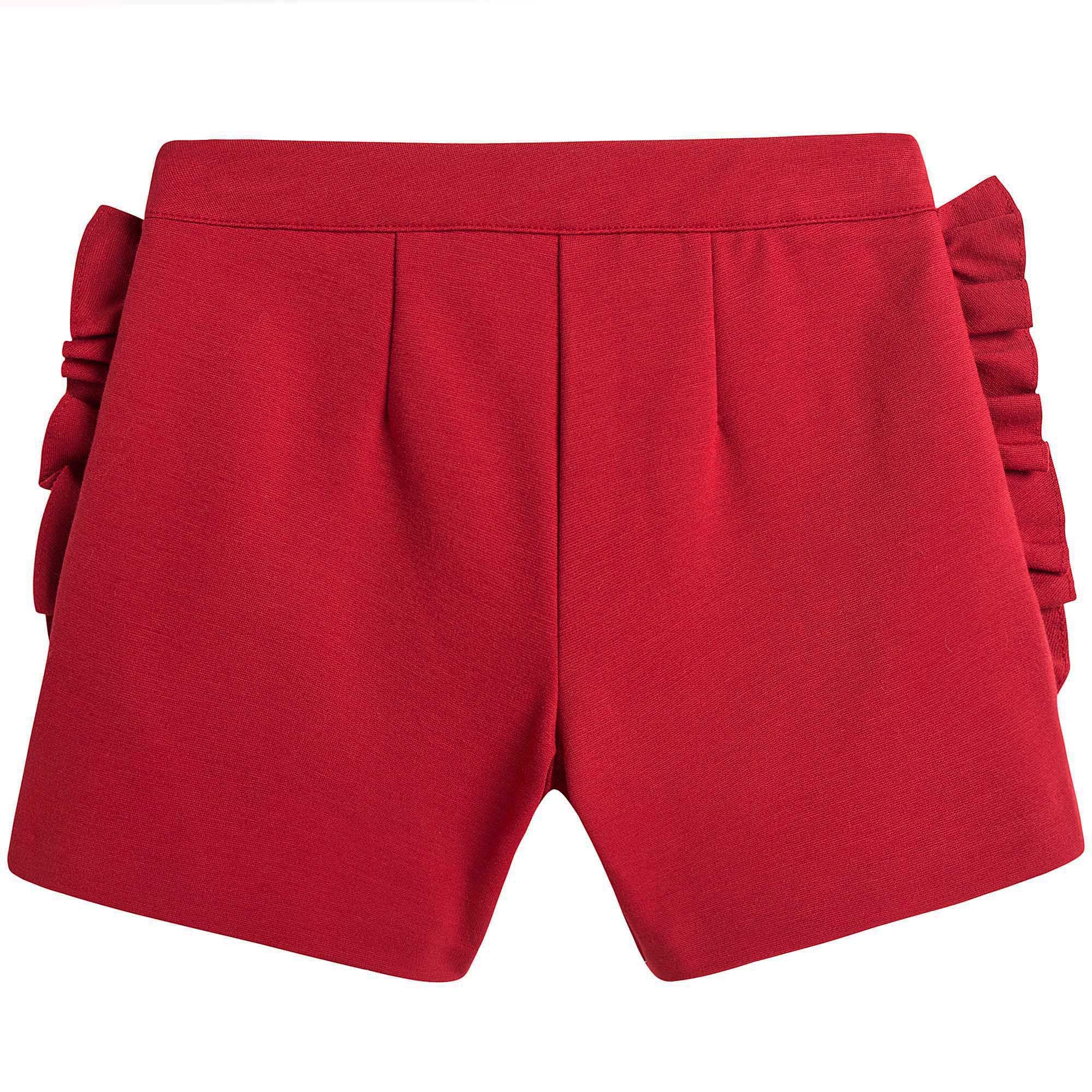 Girls Red Ruffled Edge Trims Short - CÉMAROSE | Children's Fashion Store - 3