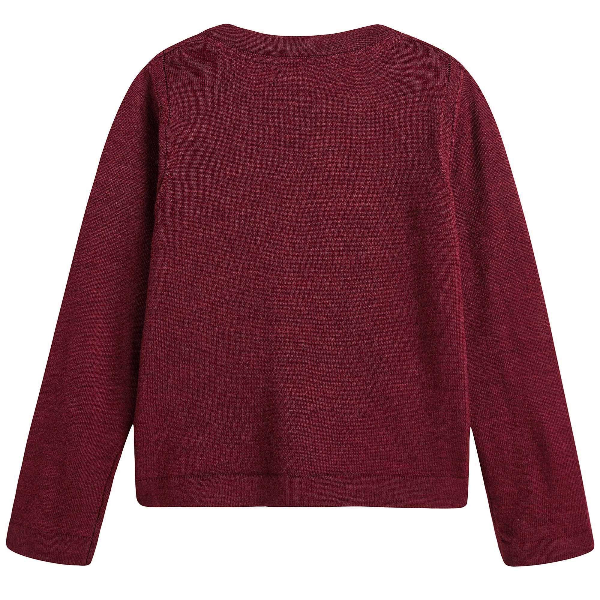 Girls Dark Plum Pink Bow Trims Knitted Cardigan - CÉMAROSE | Children's Fashion Store - 2