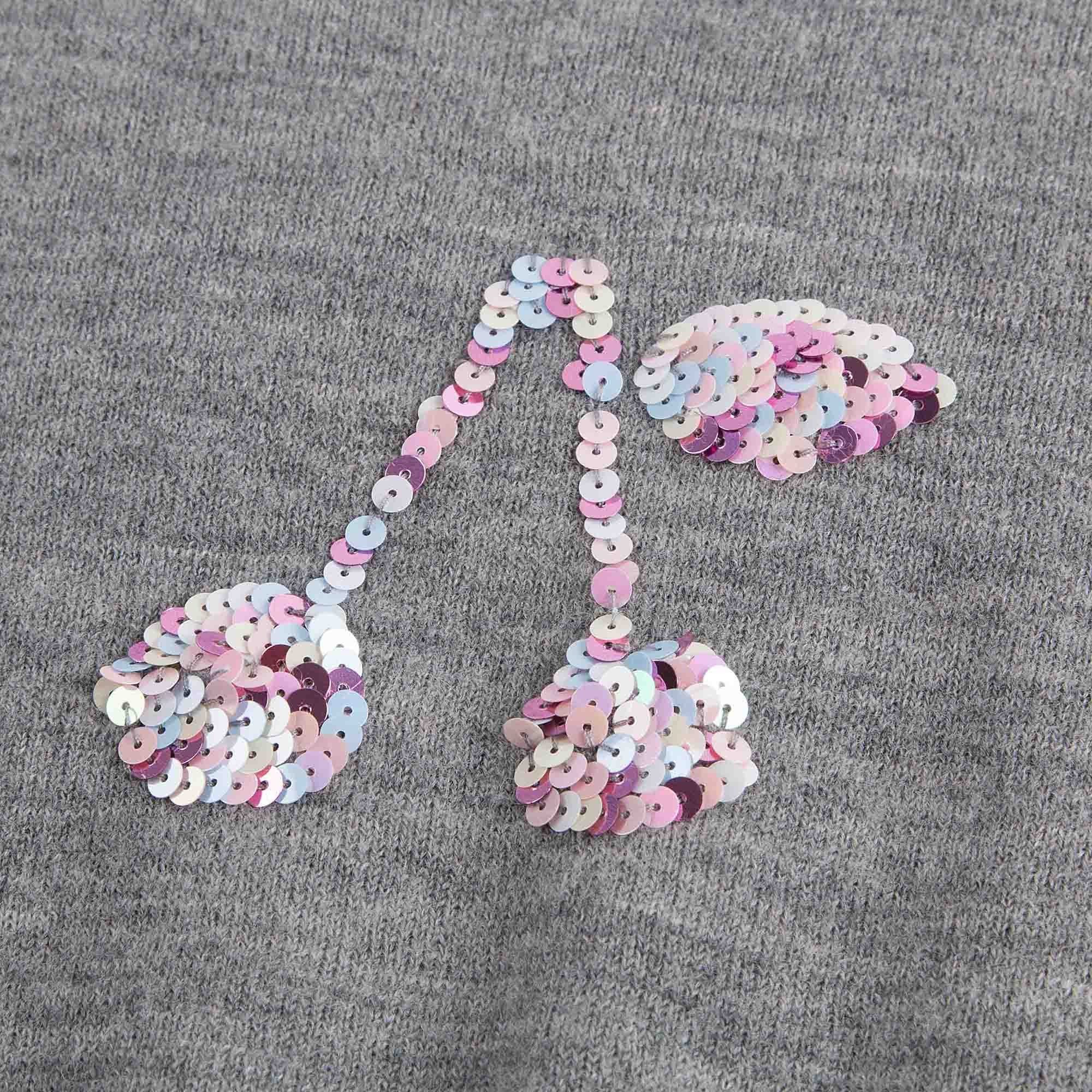 Girls Grey Embroidered Sequins Wool Sweater - CÉMAROSE | Children's Fashion Store - 4