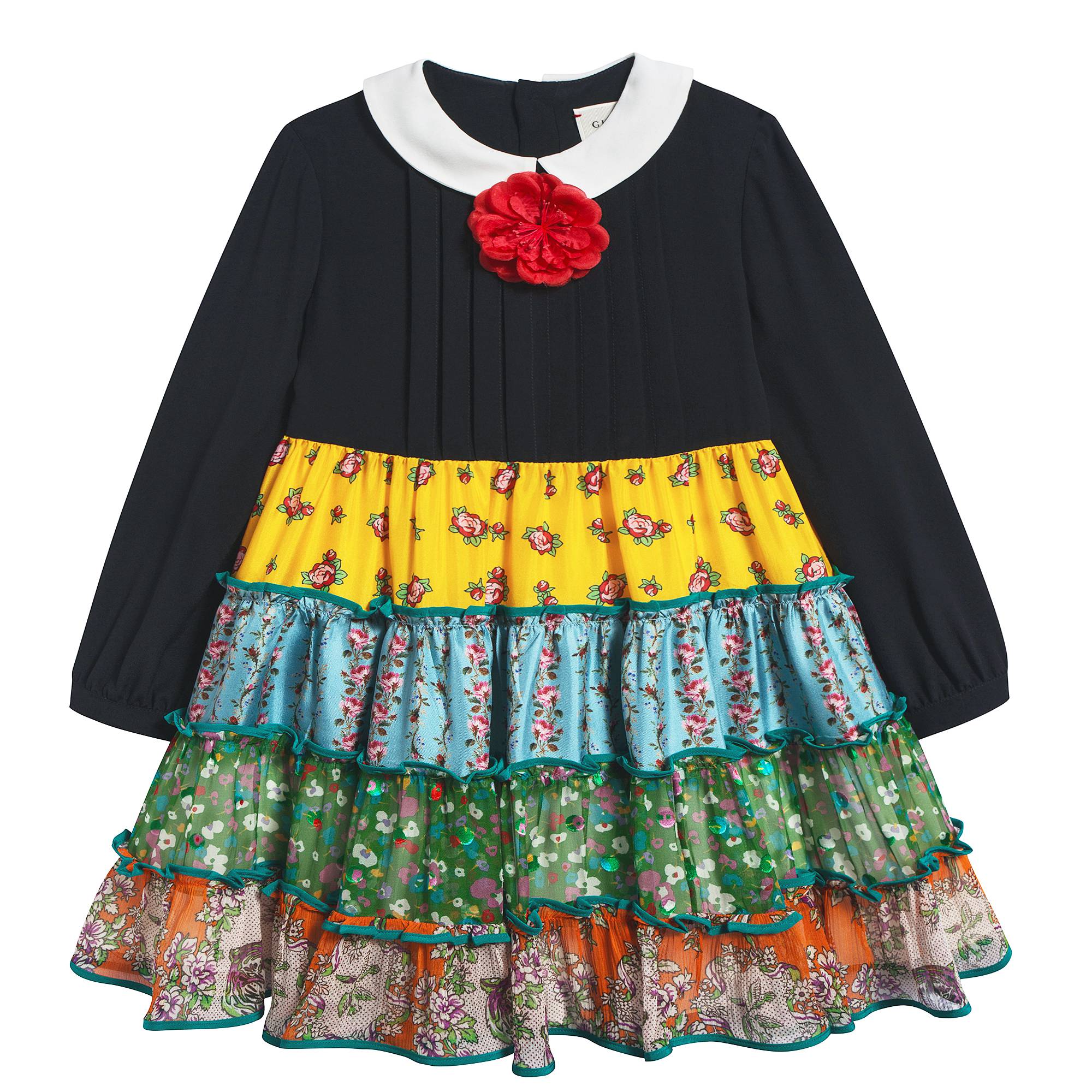 Girls Black Color Printed Dress