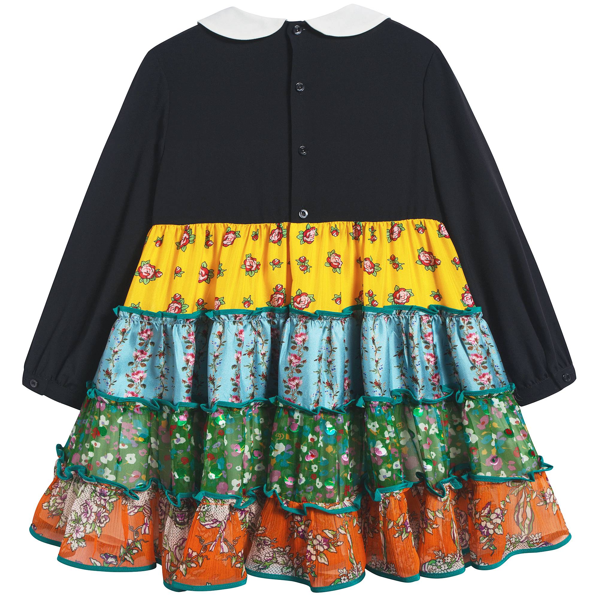 Girls Black Color Printed Dress