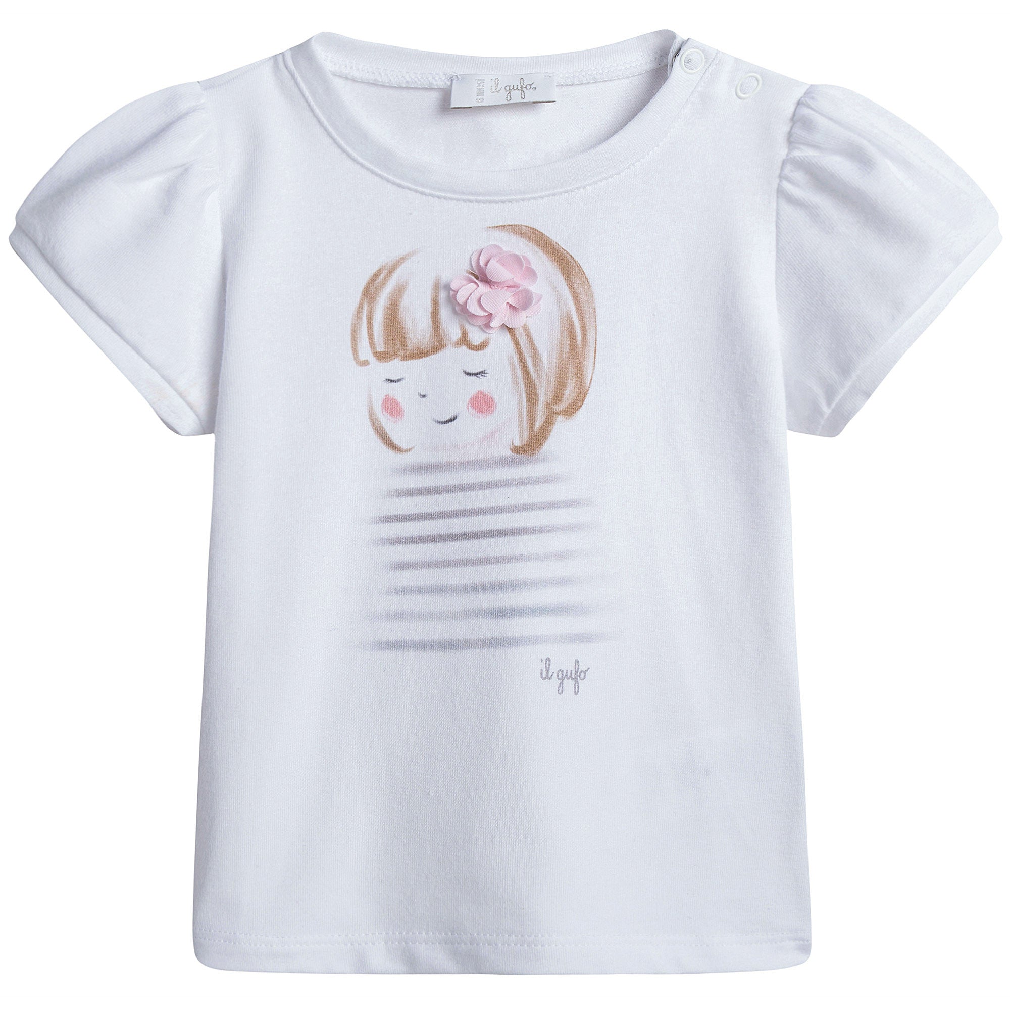 Baby Girls White Cotton Jersey T-Shirt - CÉMAROSE | Children's Fashion Store - 1