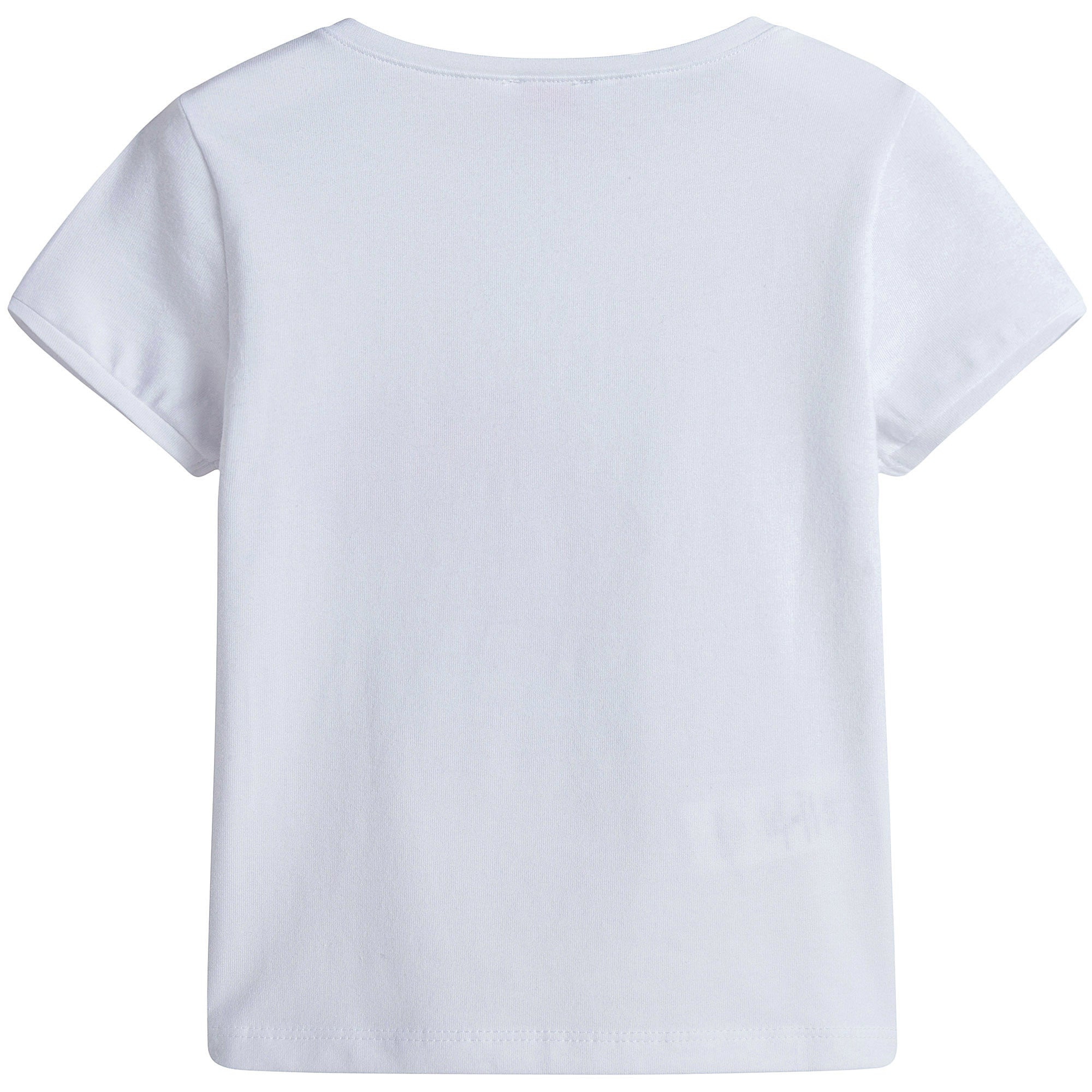 Girls White With Pink stripe Cotton Jersey T-Shirt - CÉMAROSE | Children's Fashion Store - 2
