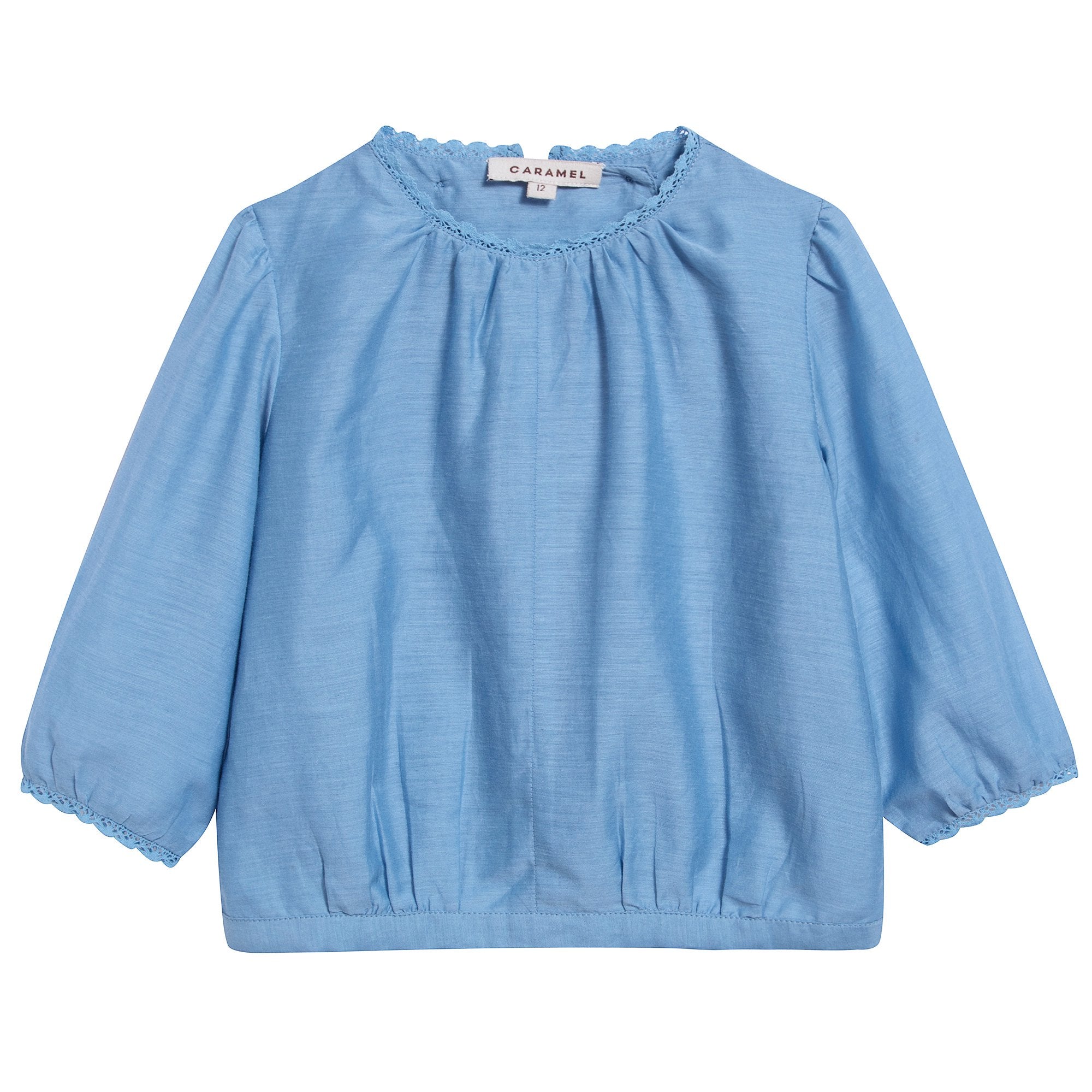 Baby Azure Blue Cotton Woven Blouse