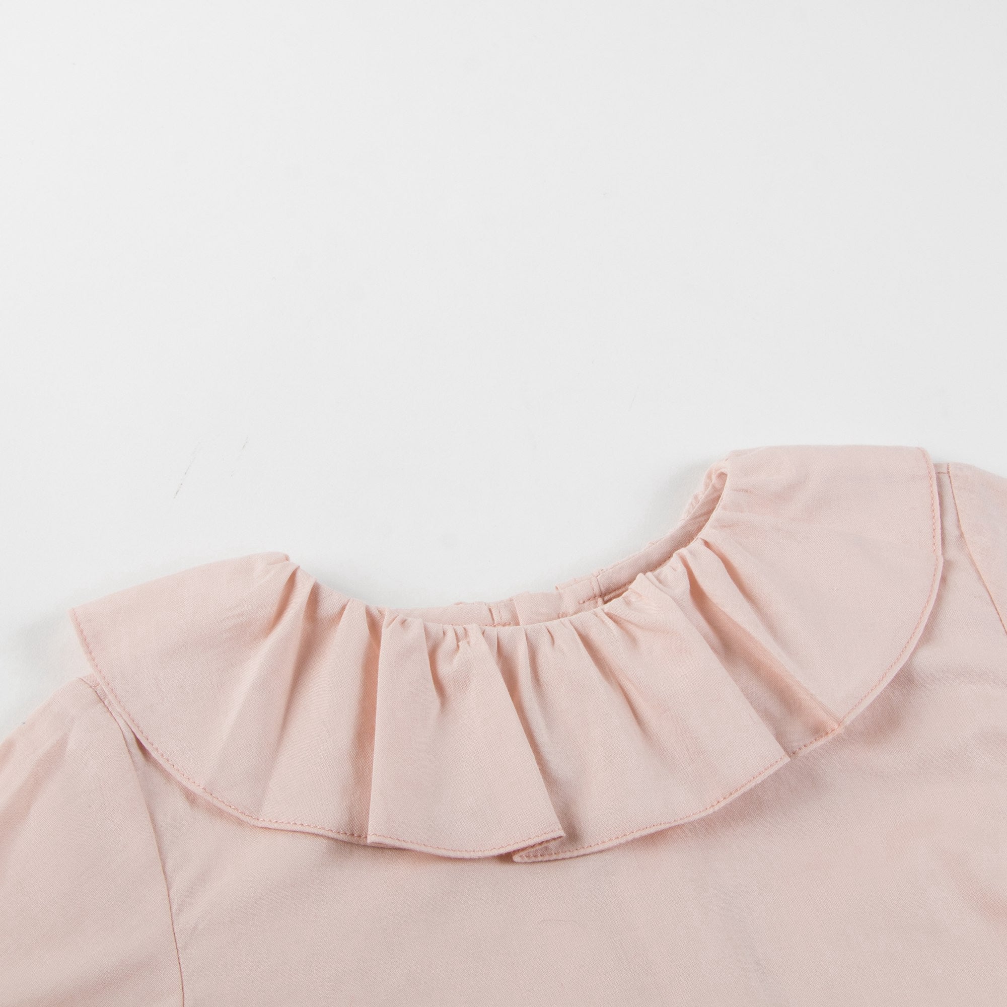 Girls Light Pink Cotton Blouse With Collar
