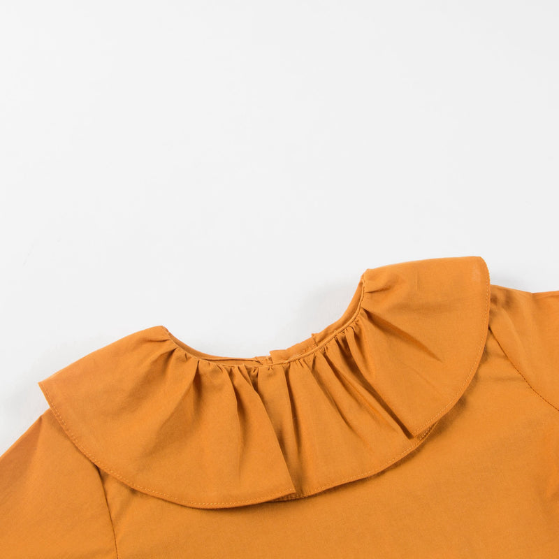 Girls Yellow Cotton Blouse With Collar
