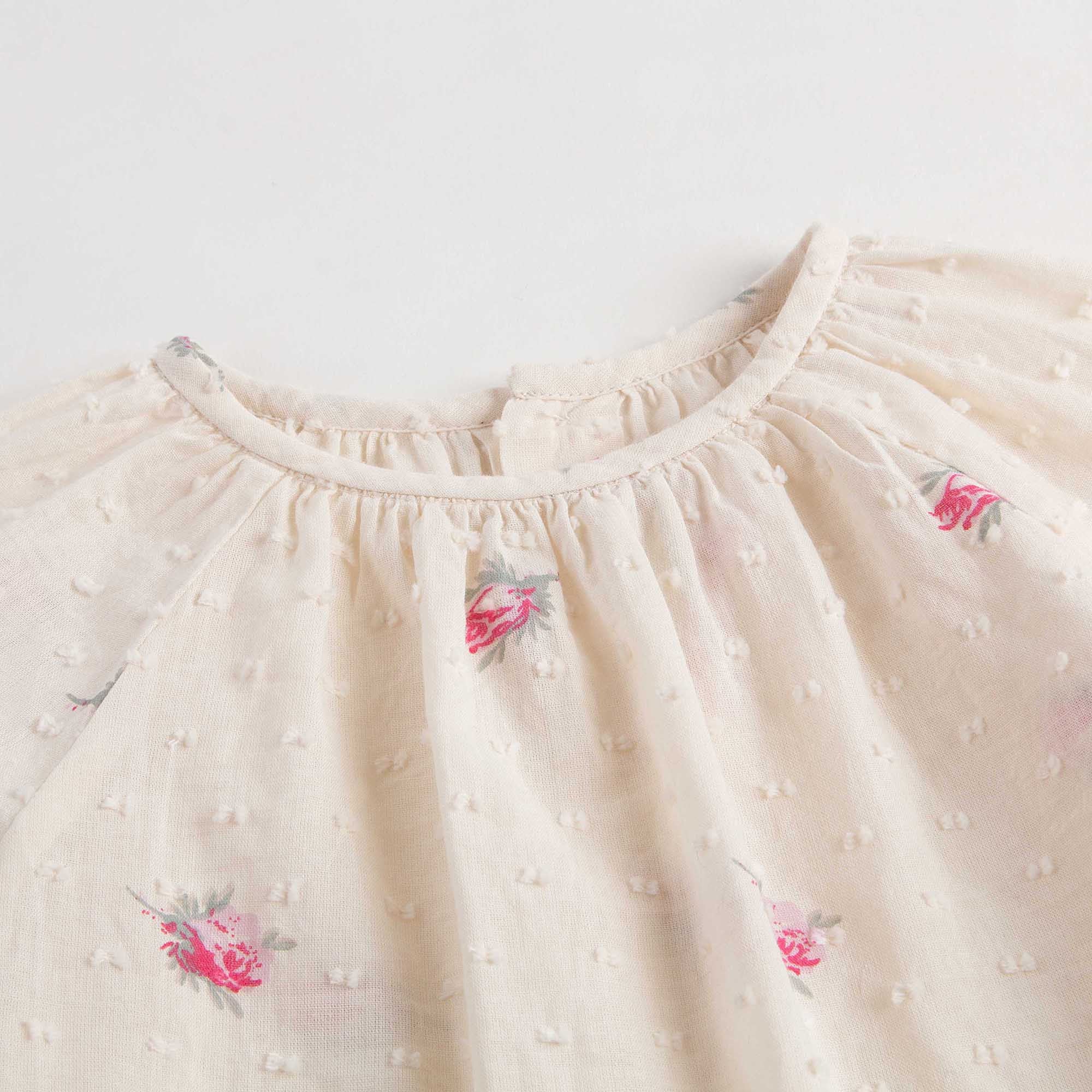Baby Girls Lvory With Pink Flowers Blouse - CÉMAROSE | Children's Fashion Store - 3