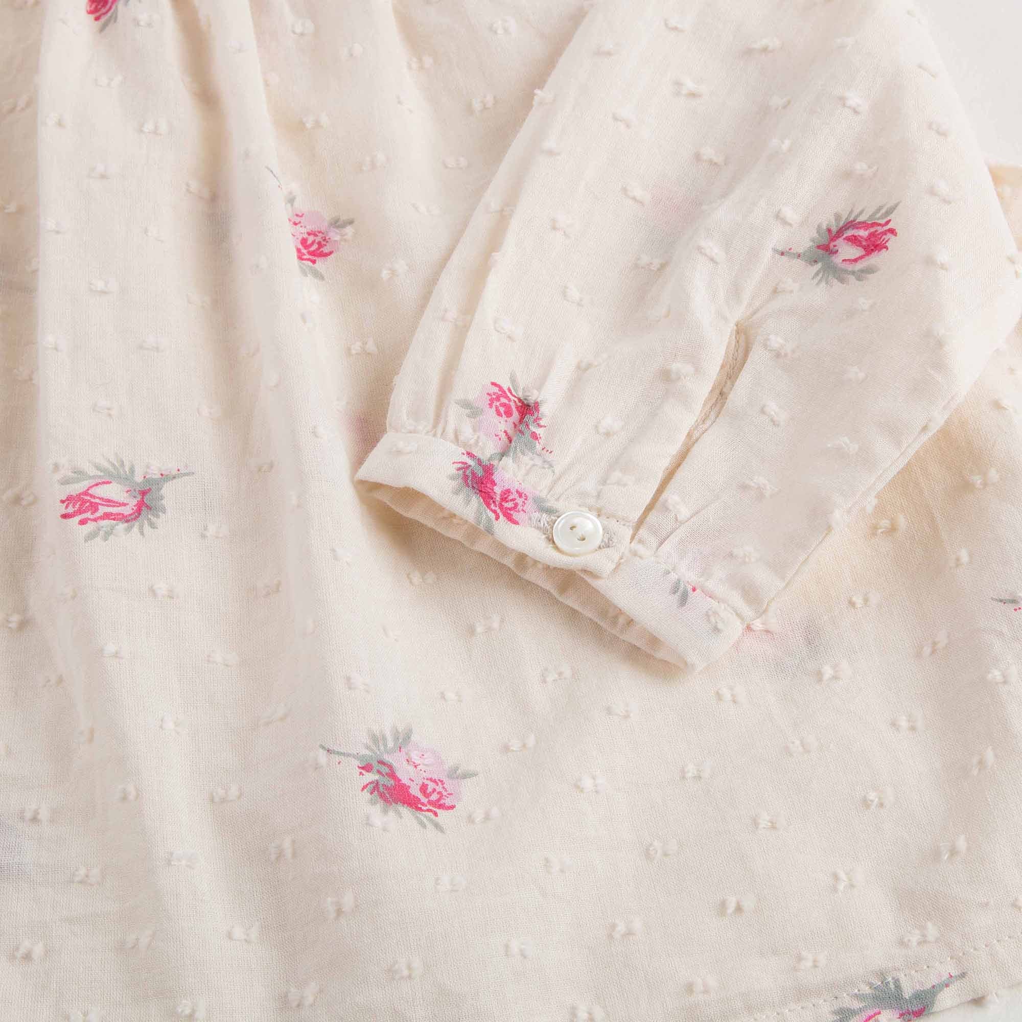 Baby Girls Lvory With Pink Flowers Blouse - CÉMAROSE | Children's Fashion Store - 4