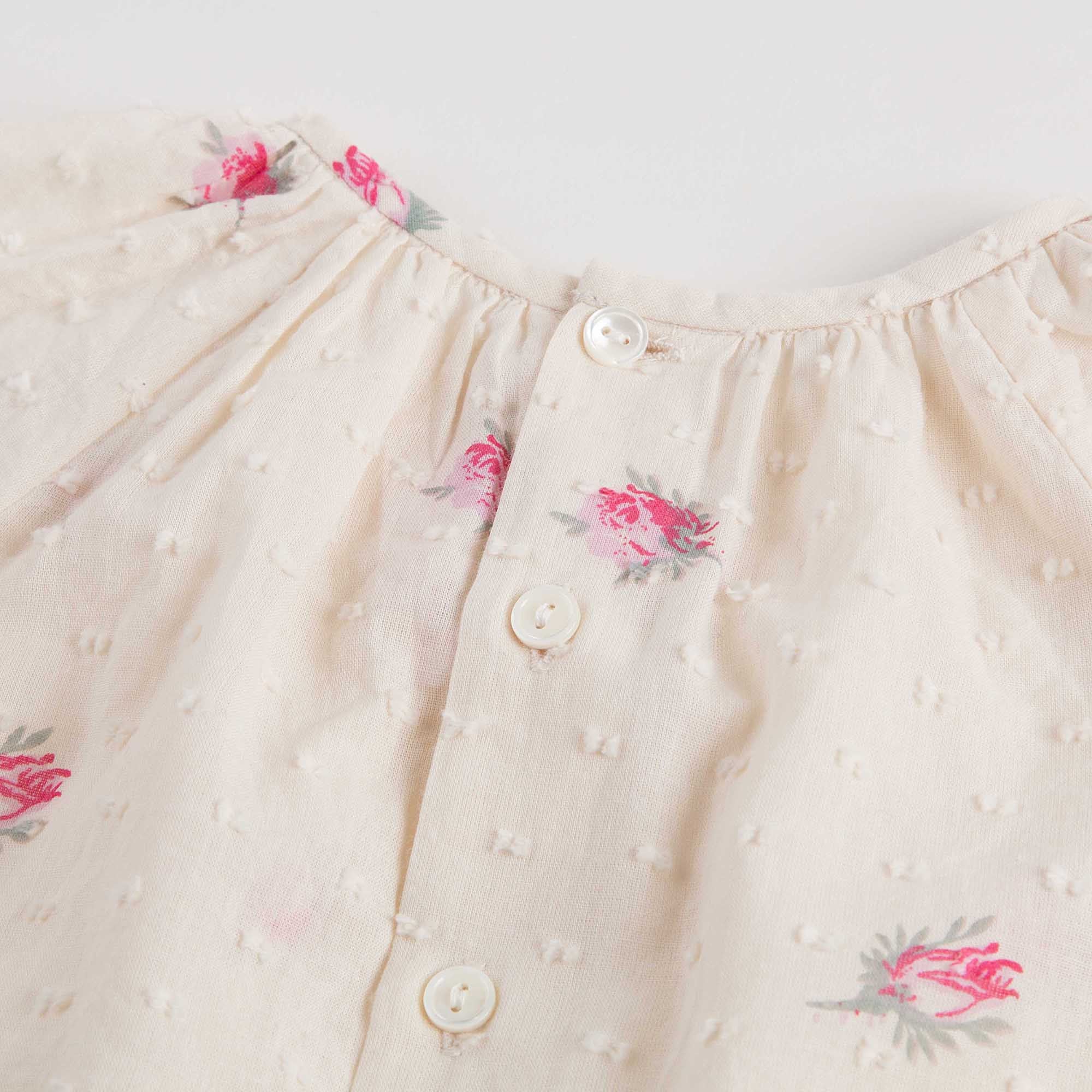 Baby Girls Lvory With Pink Flowers Blouse - CÉMAROSE | Children's Fashion Store - 5