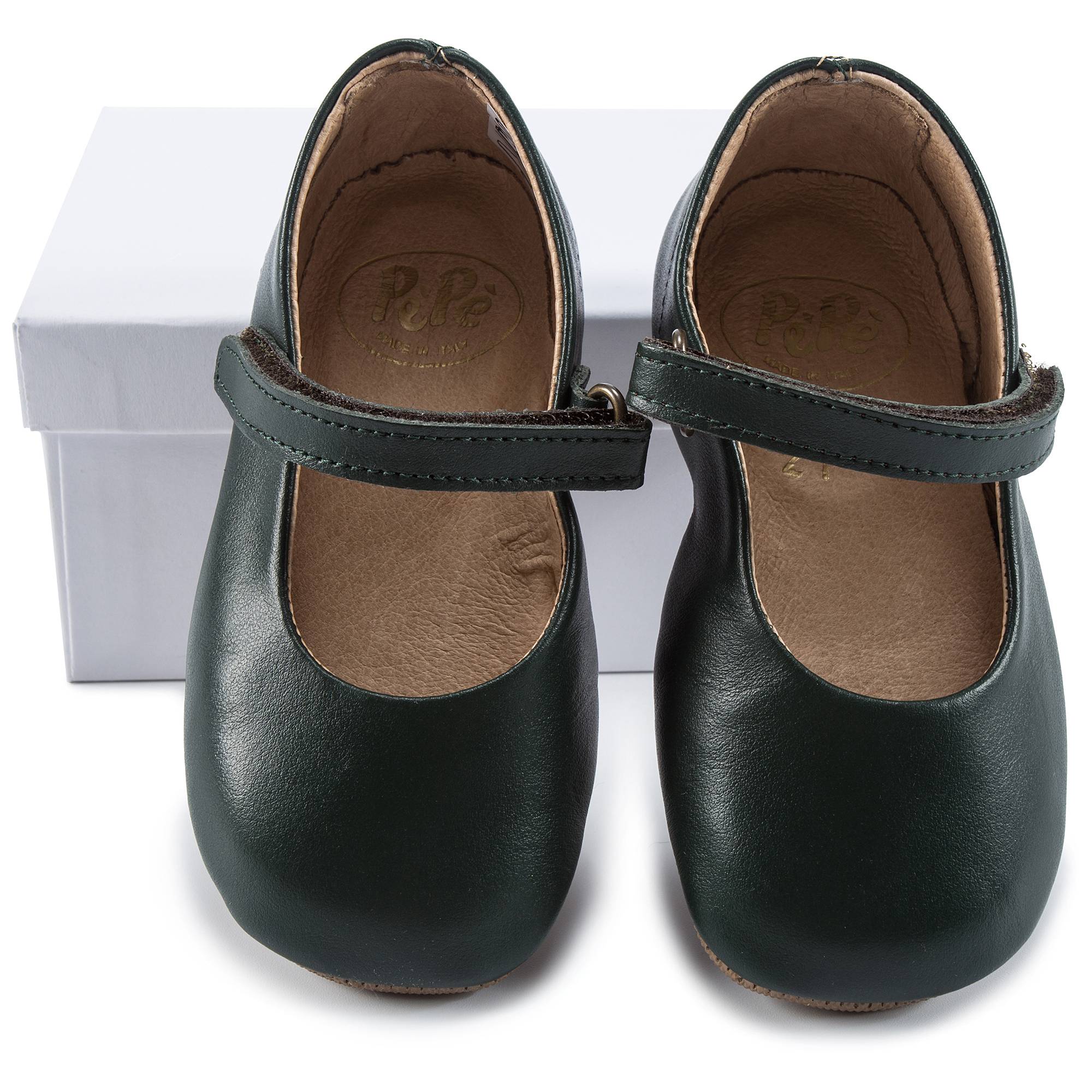 Girls Green Velcro Flats