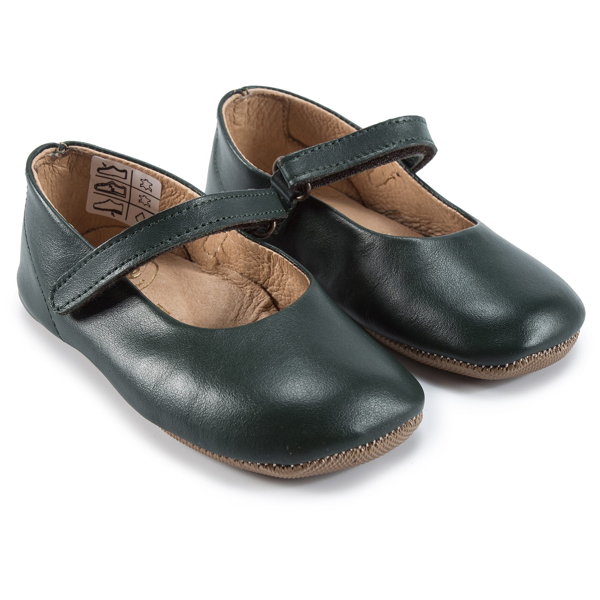 Girls Green Velcro Flats