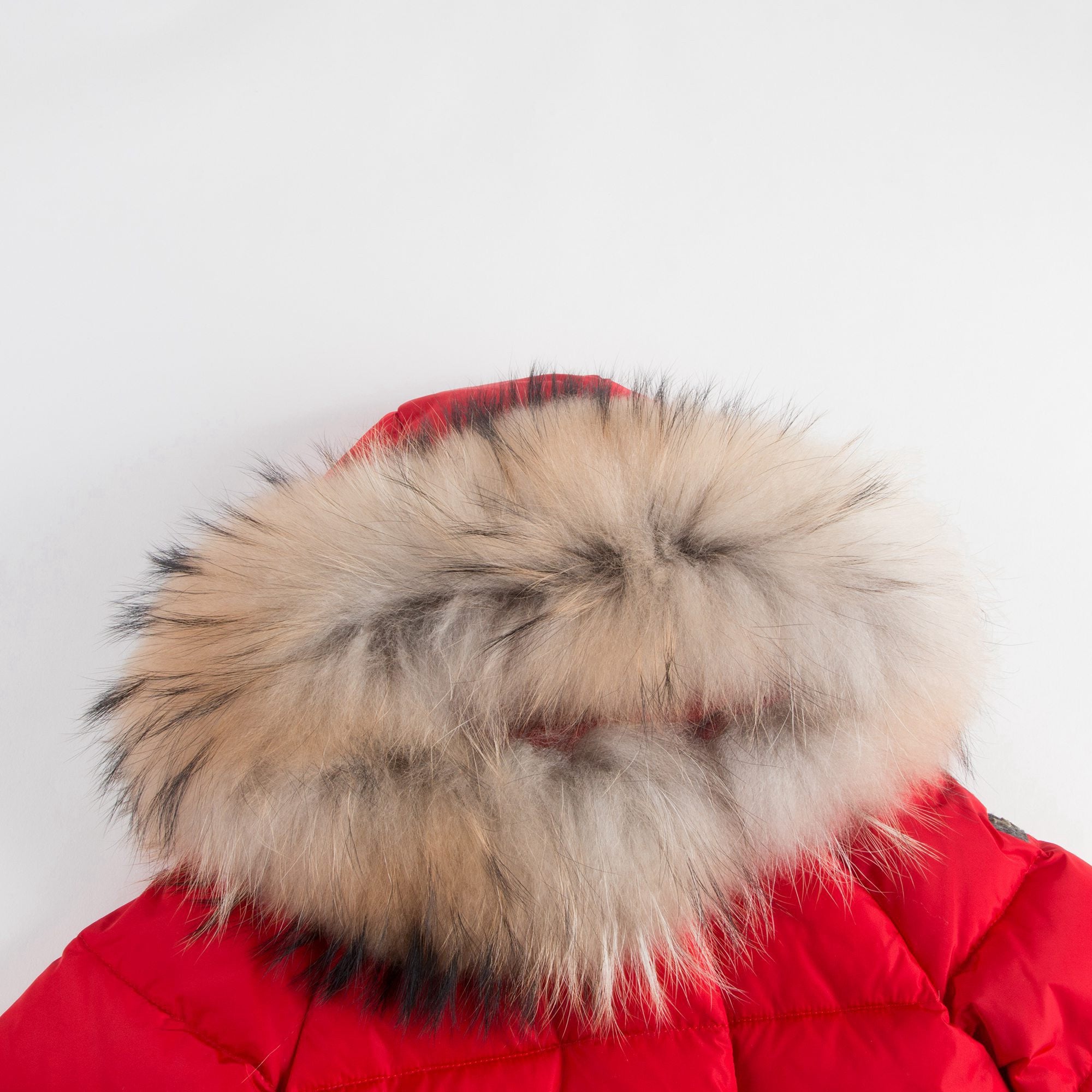Girls Red Down Padded Coat With Fur