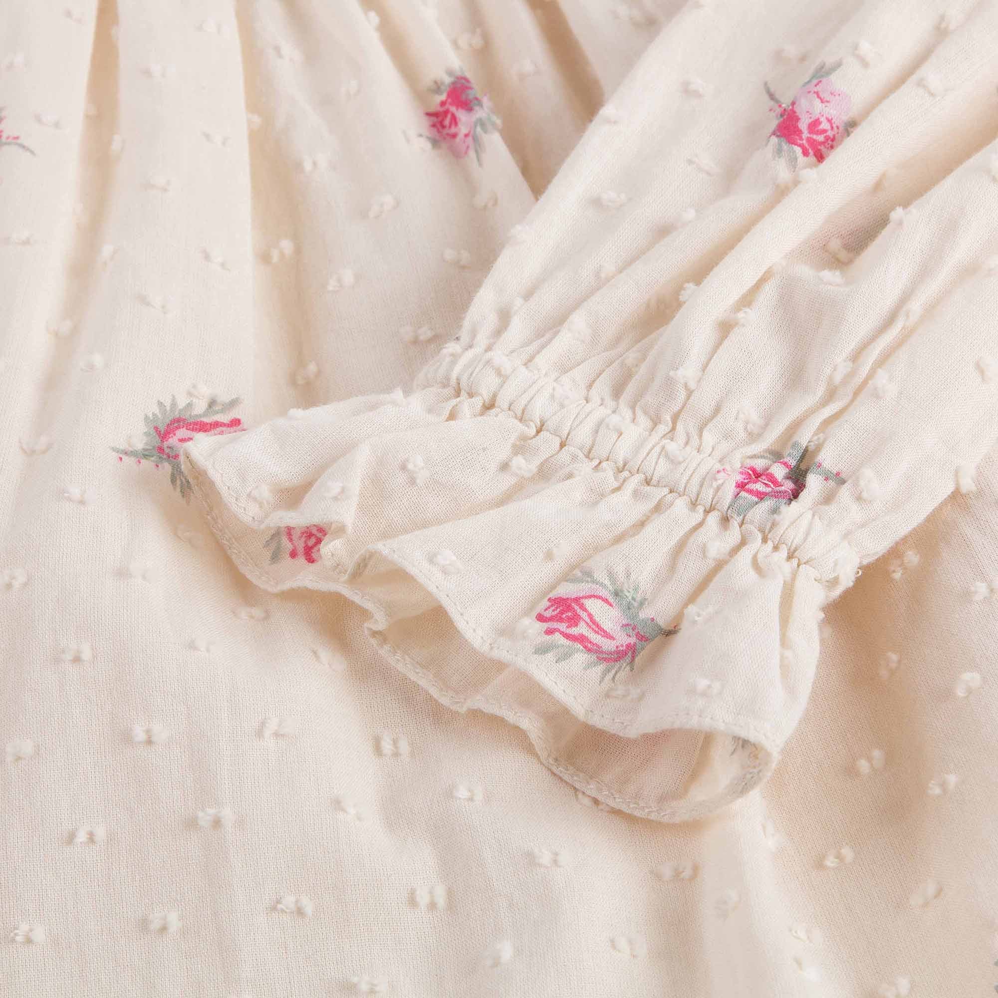 Girls Lvory With Pink Flowers Dresses - CÉMAROSE | Children's Fashion Store - 5