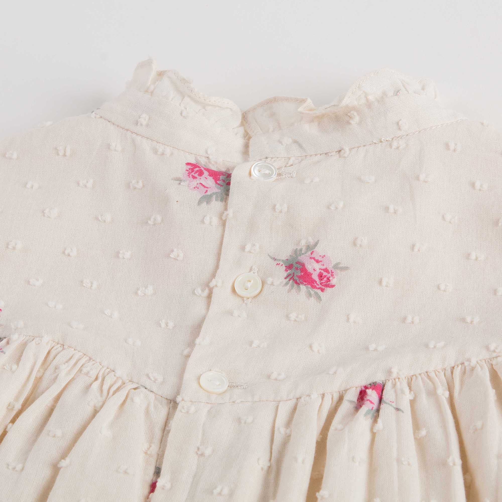 Girls Lvory With Pink Flowers Dresses - CÉMAROSE | Children's Fashion Store - 7
