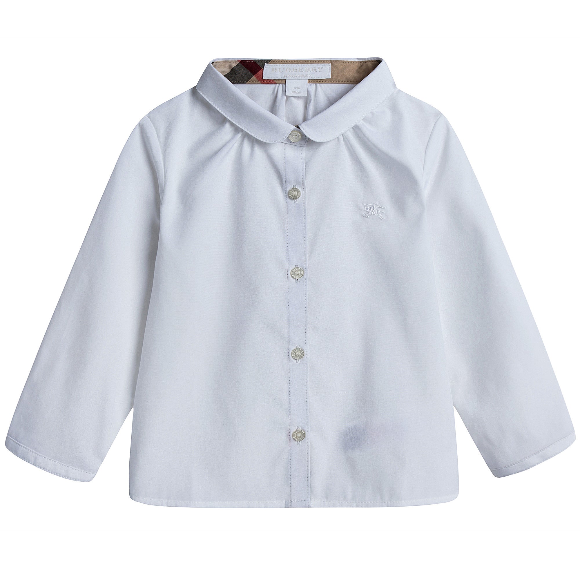 Baby Girls White Blouse with Check Cuffs - CÉMAROSE | Children's Fashion Store - 1