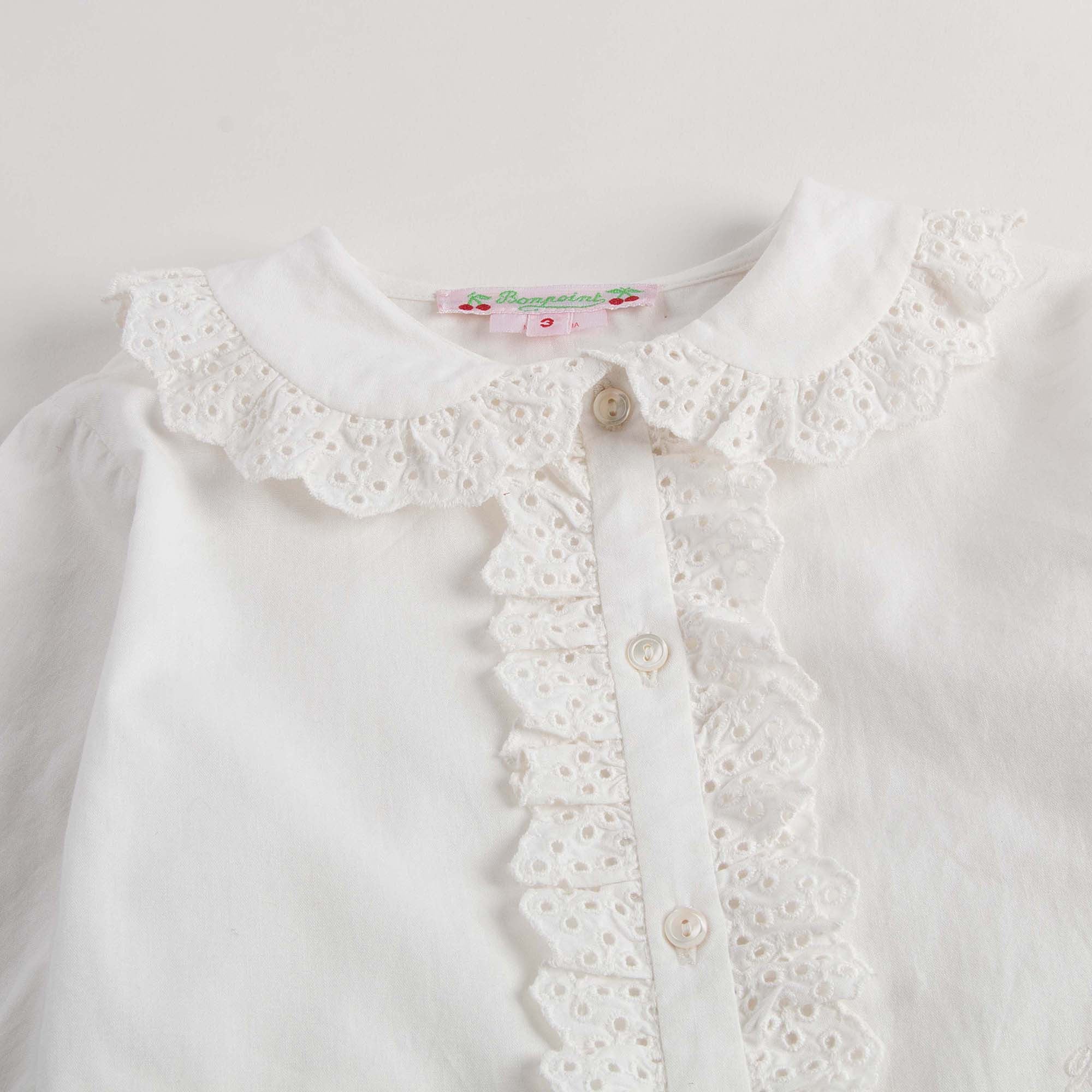 Girls White Lace Shirt - CÉMAROSE | Children's Fashion Store - 3