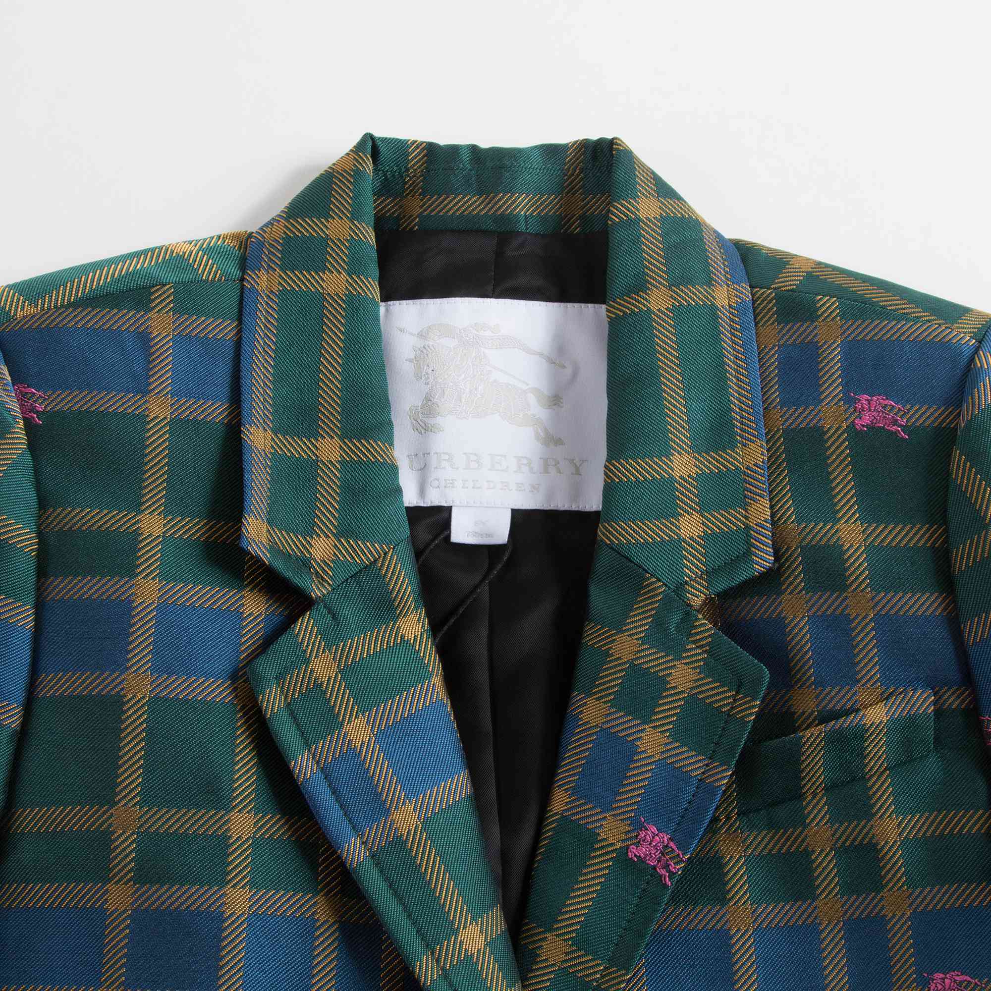 Girls Dark Navy Check Coat