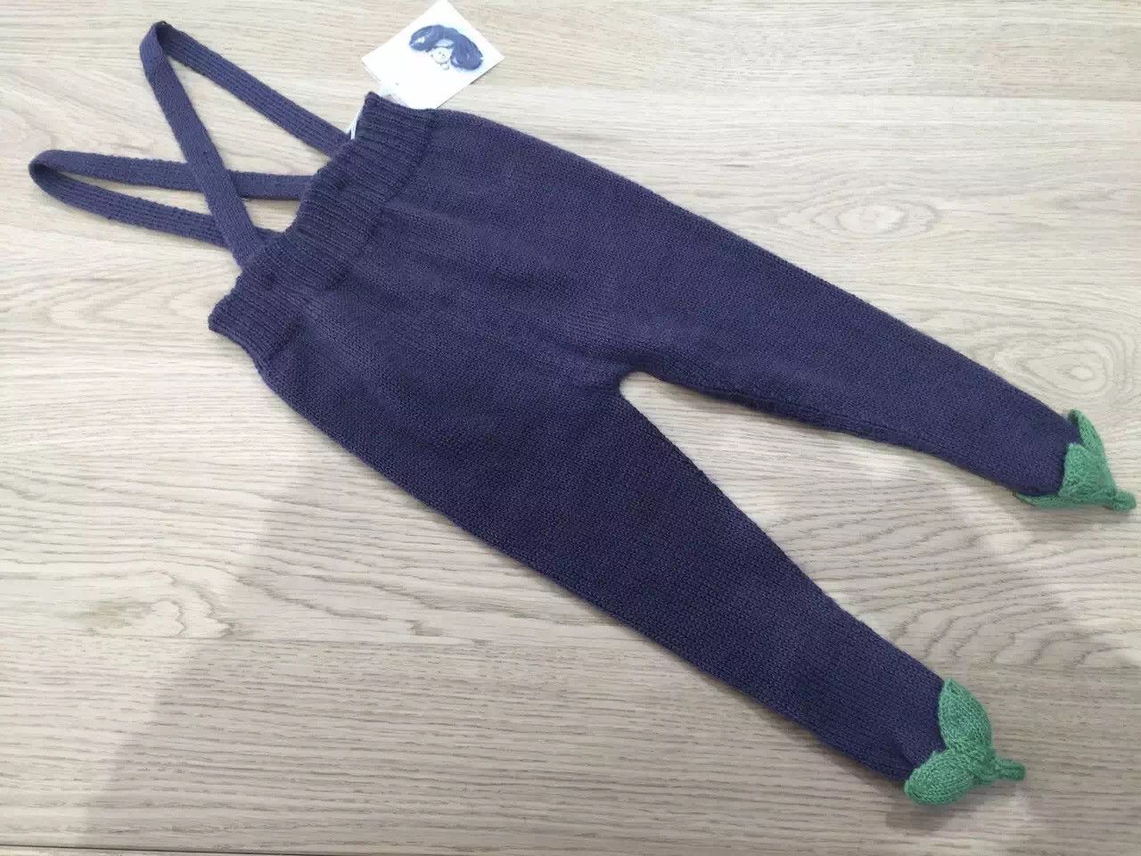 Baby Navy Blue Alpaga Wool Footie Suspender Trouser - CÉMAROSE | Children's Fashion Store
