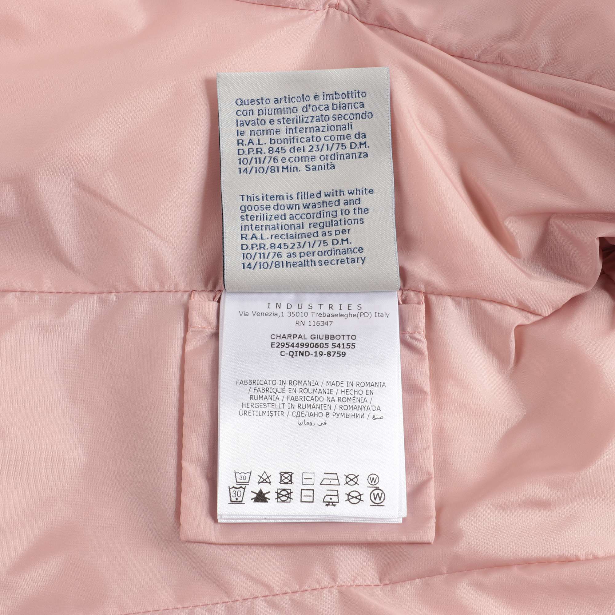 Girls Pink "CHARPAL" Padded Down Coat