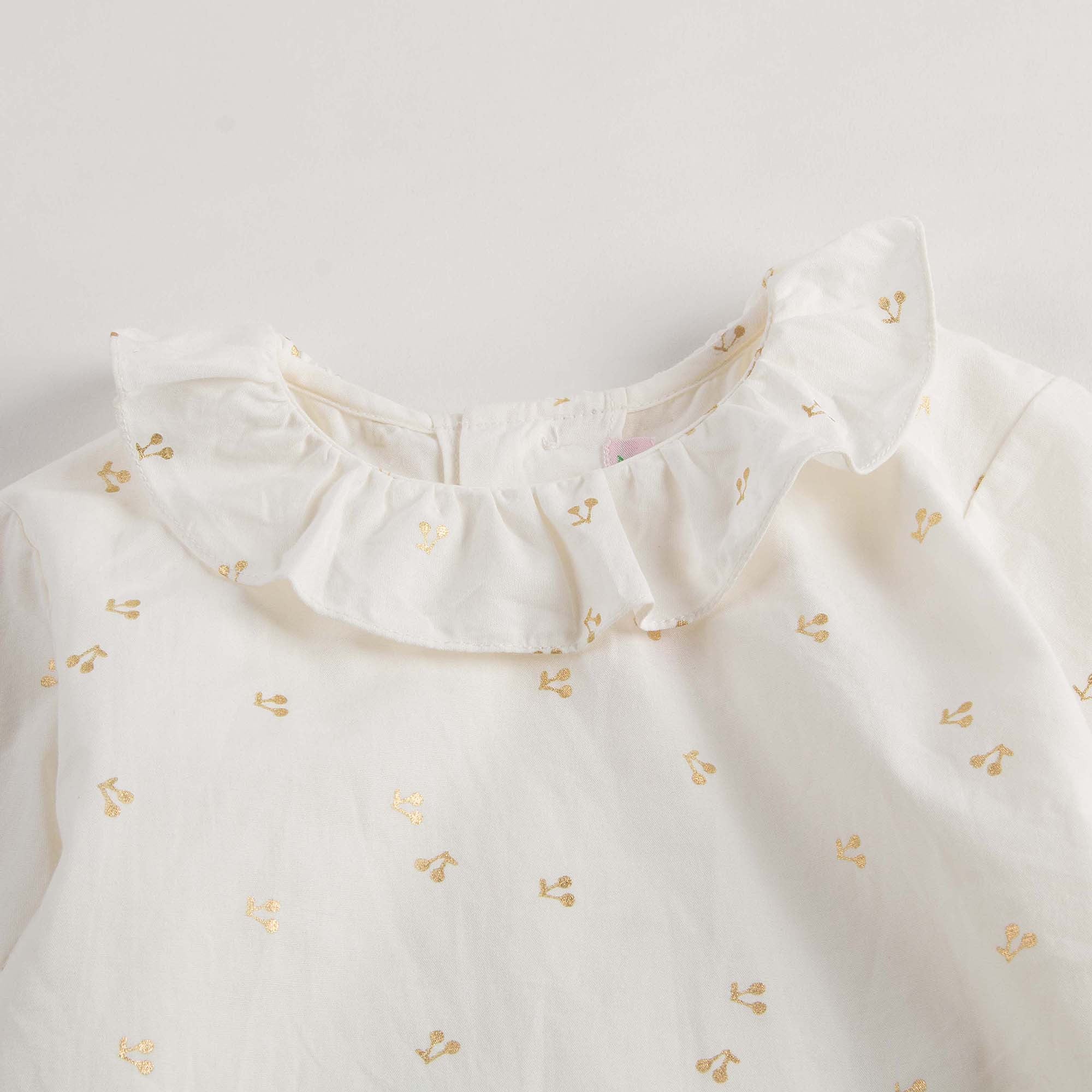 Baby Girls White With Gold Cherry Blouse - CÉMAROSE | Children's Fashion Store - 3