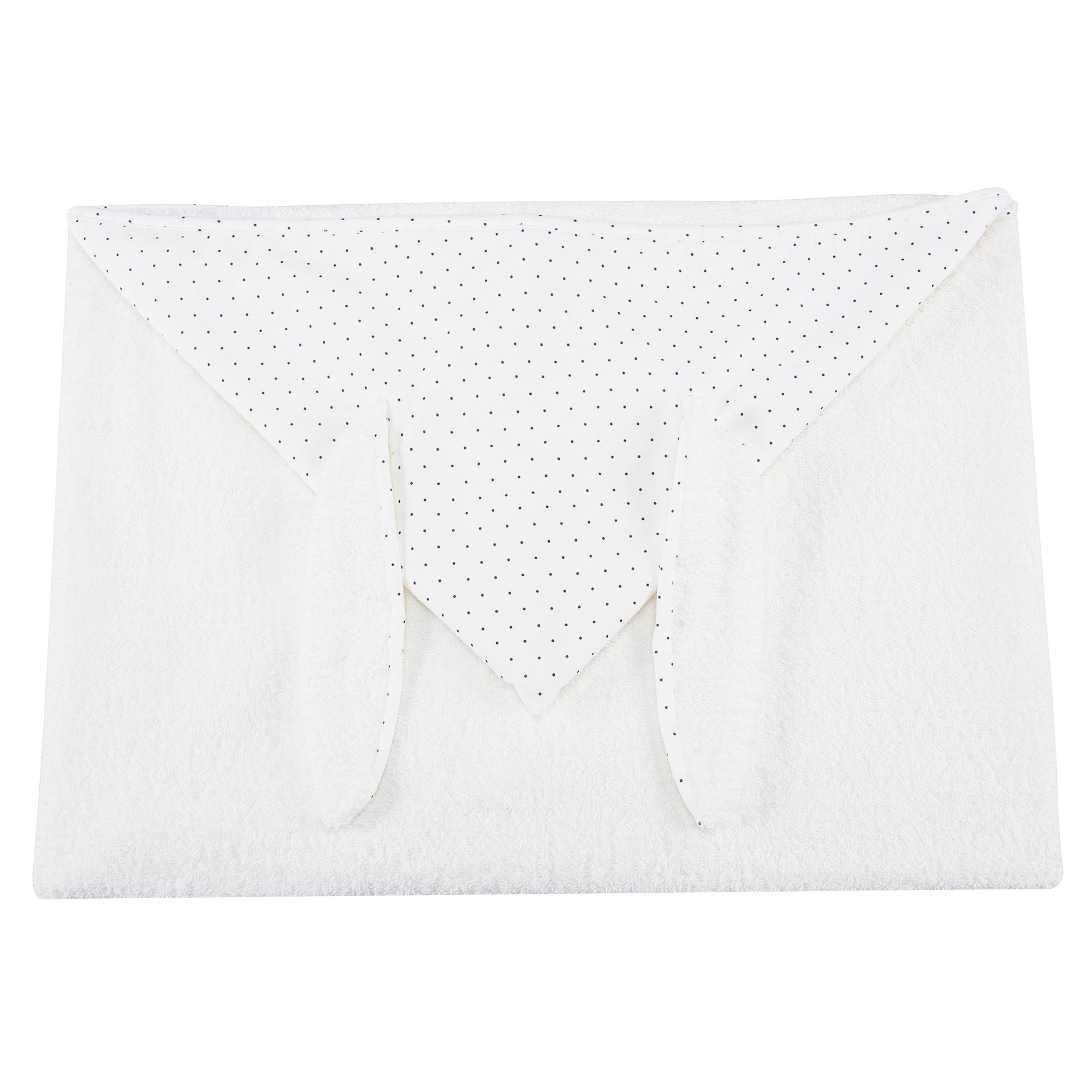 Girls White & Indigo Dots Cotton Toddler Hooded Towel