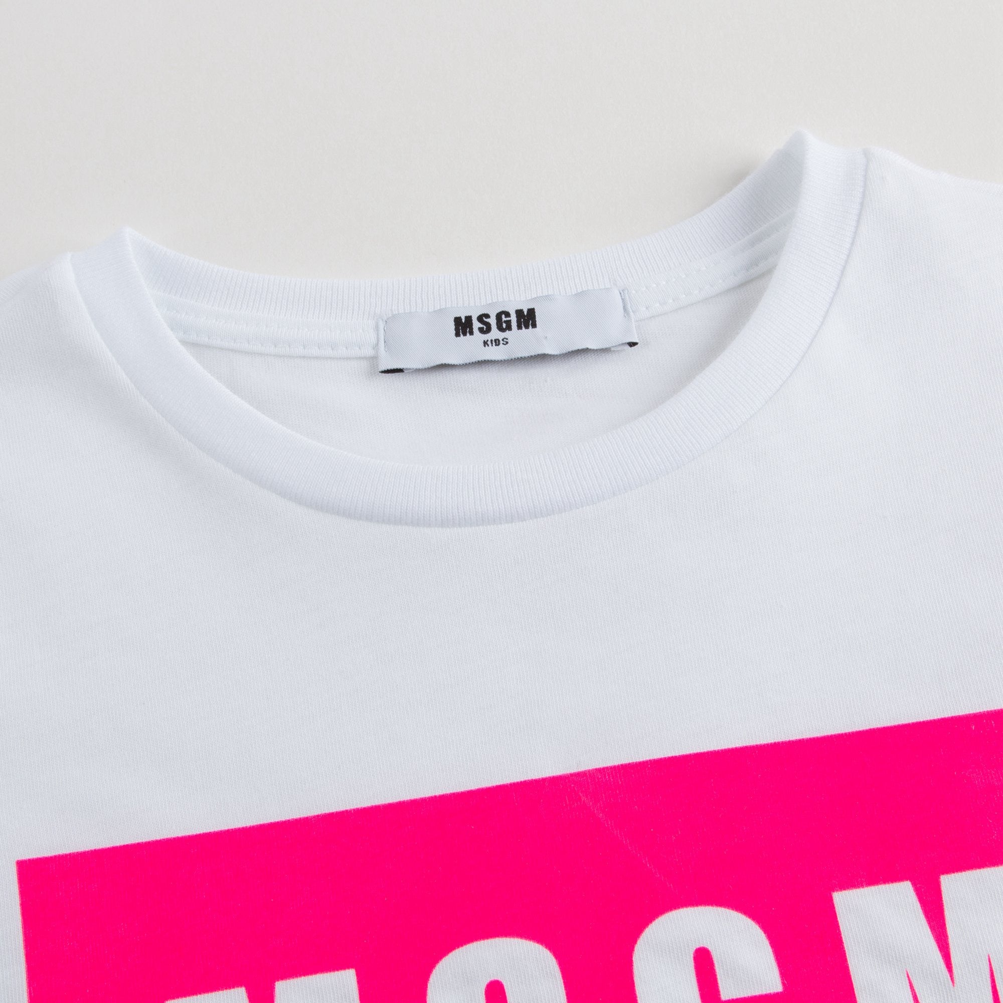 Girls White Cotton Logo T-shirt