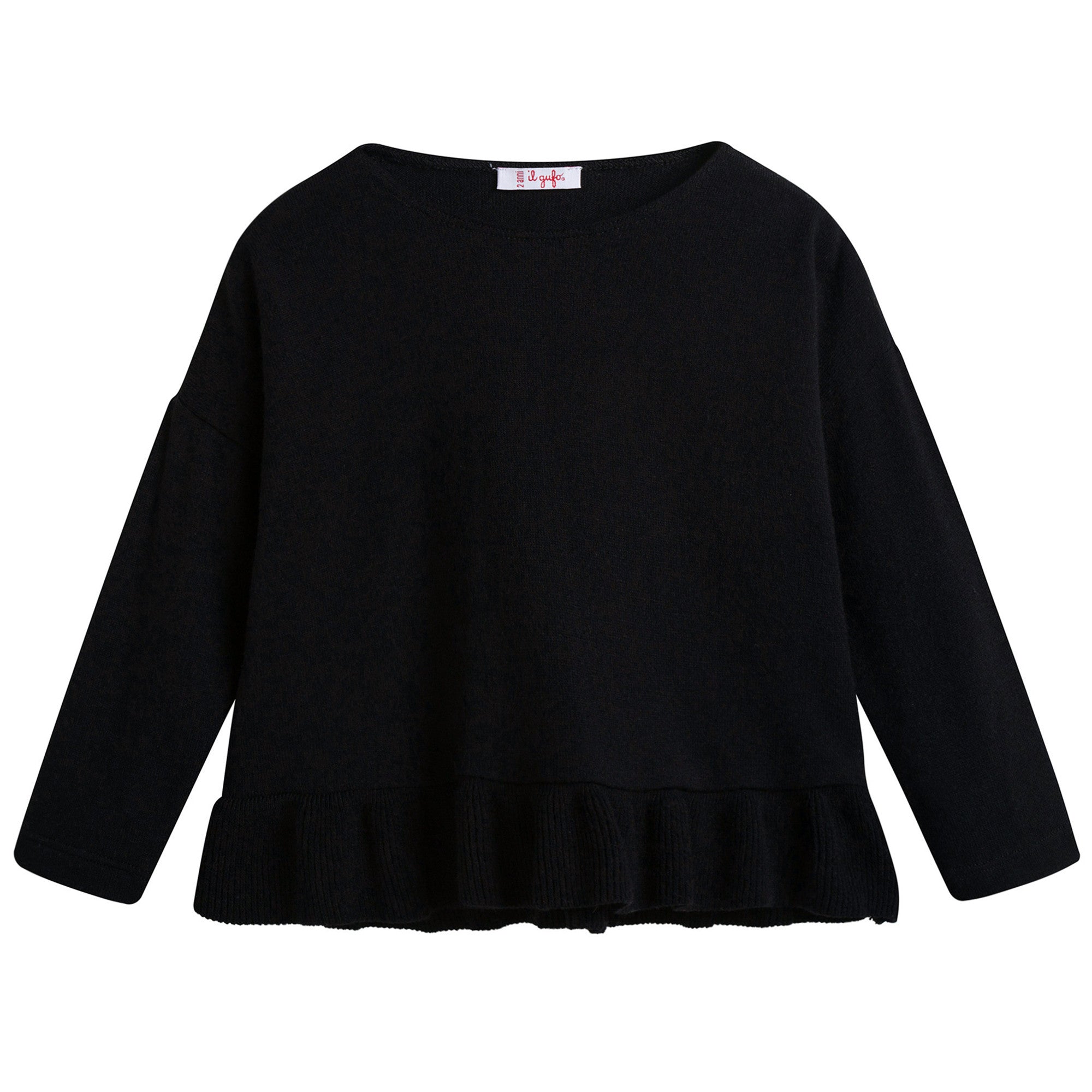 Girls Black T-shirt With Ruffle