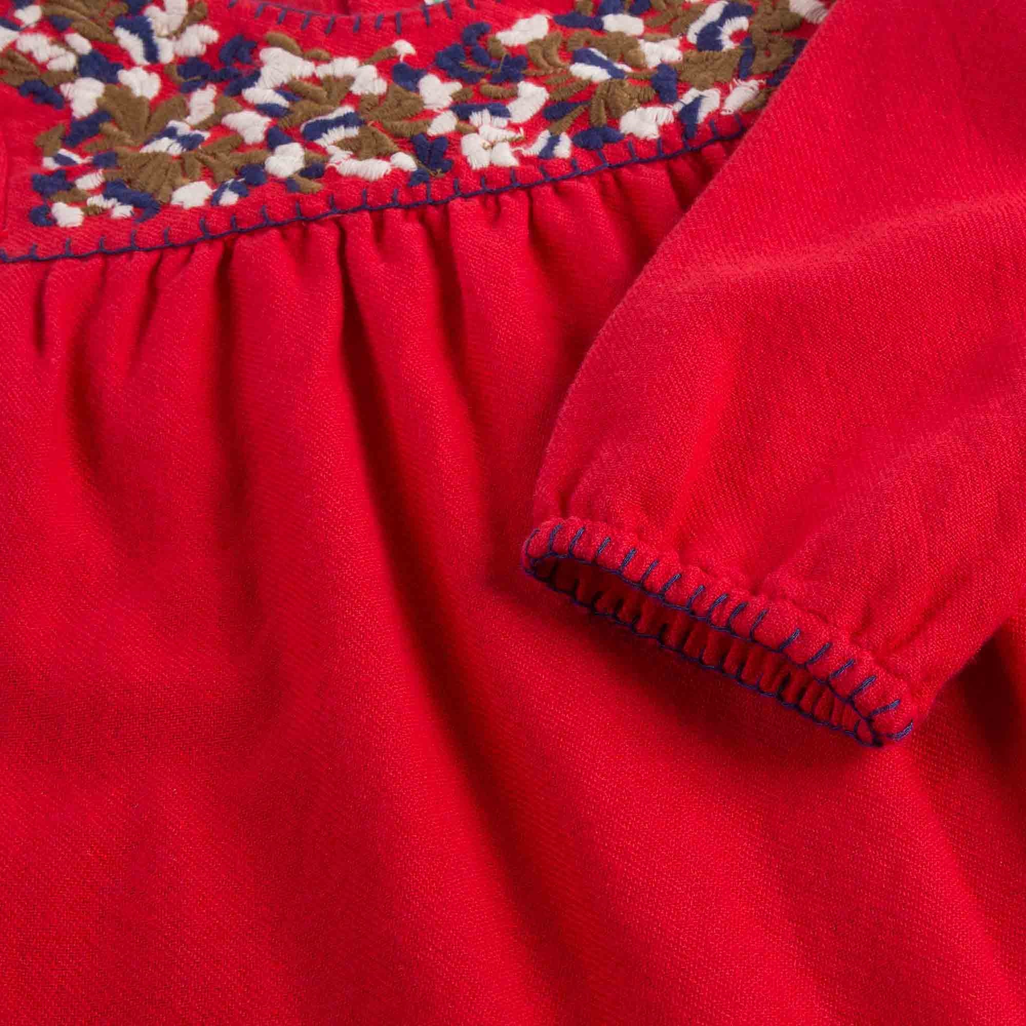 Baby Girls Red Embroidered Dresses - CÉMAROSE | Children's Fashion Store - 4