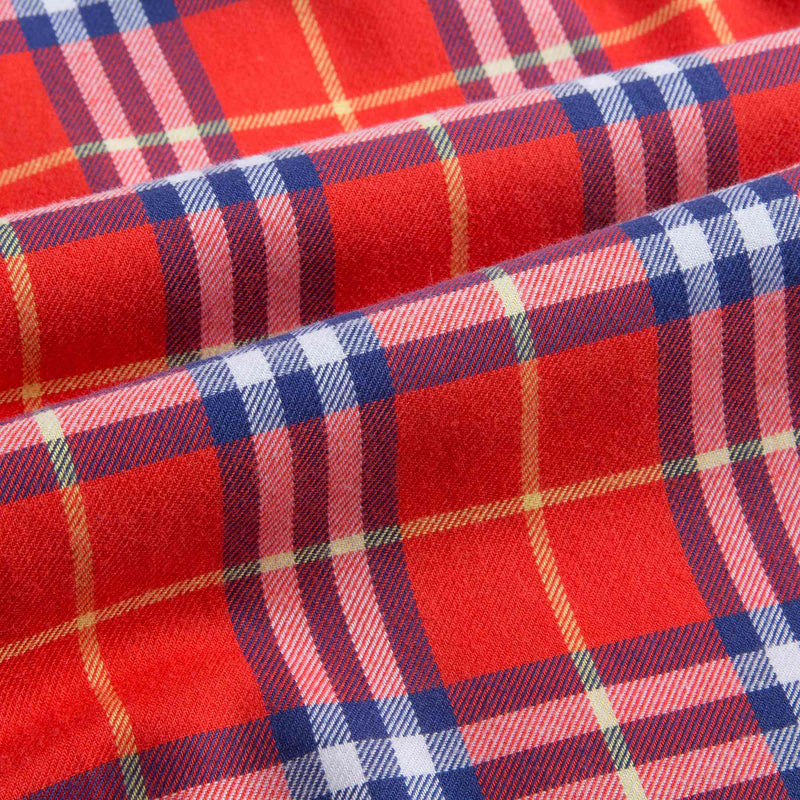 Boys Orange Red Check Cotton Polo Shirt