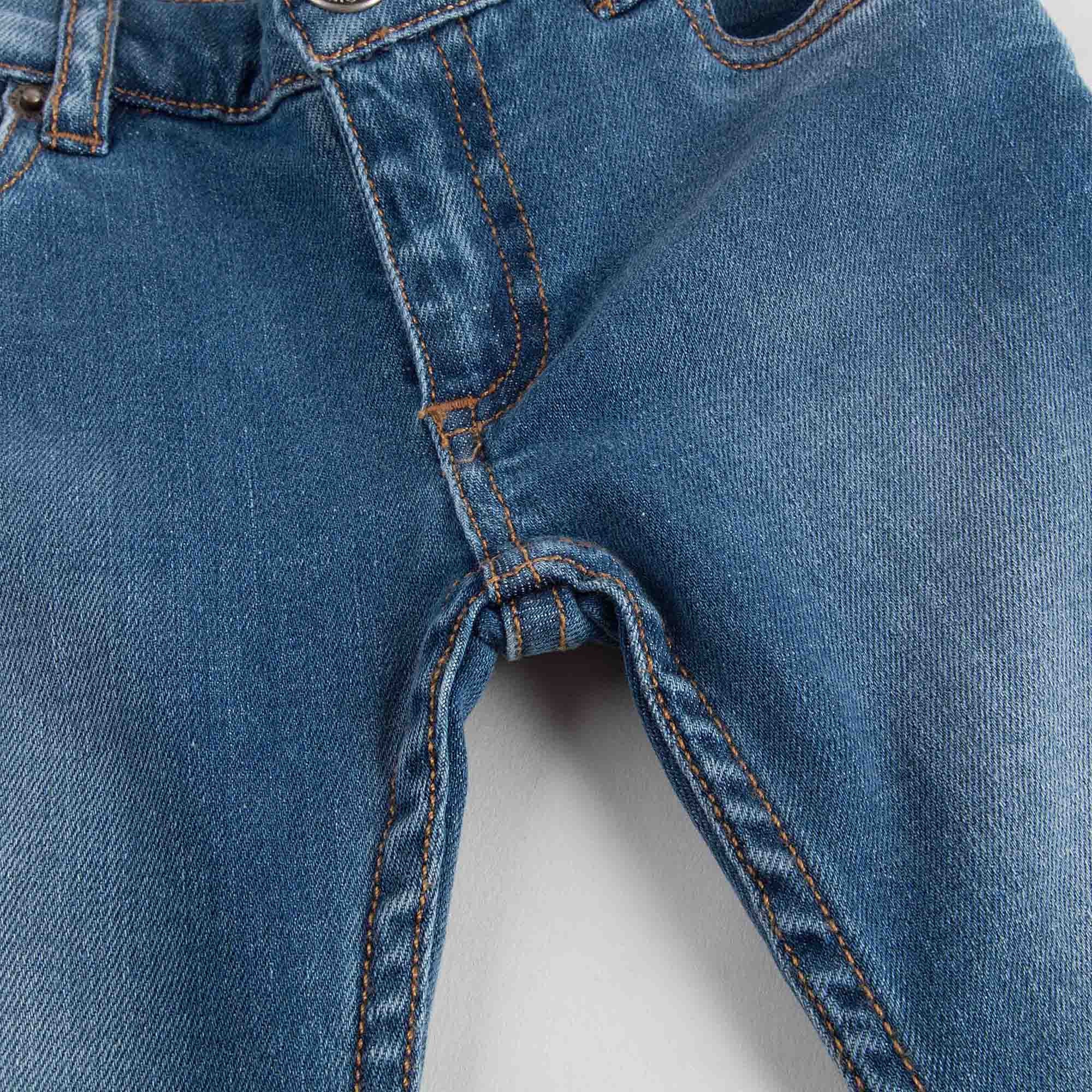 Girls Blue Tight Cotton Jeans - CÉMAROSE | Children's Fashion Store - 4