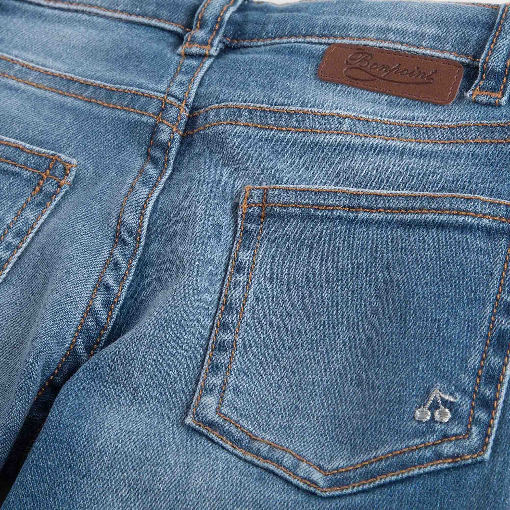 Girls Blue Tight Cotton Jeans - CÉMAROSE | Children's Fashion Store - 7