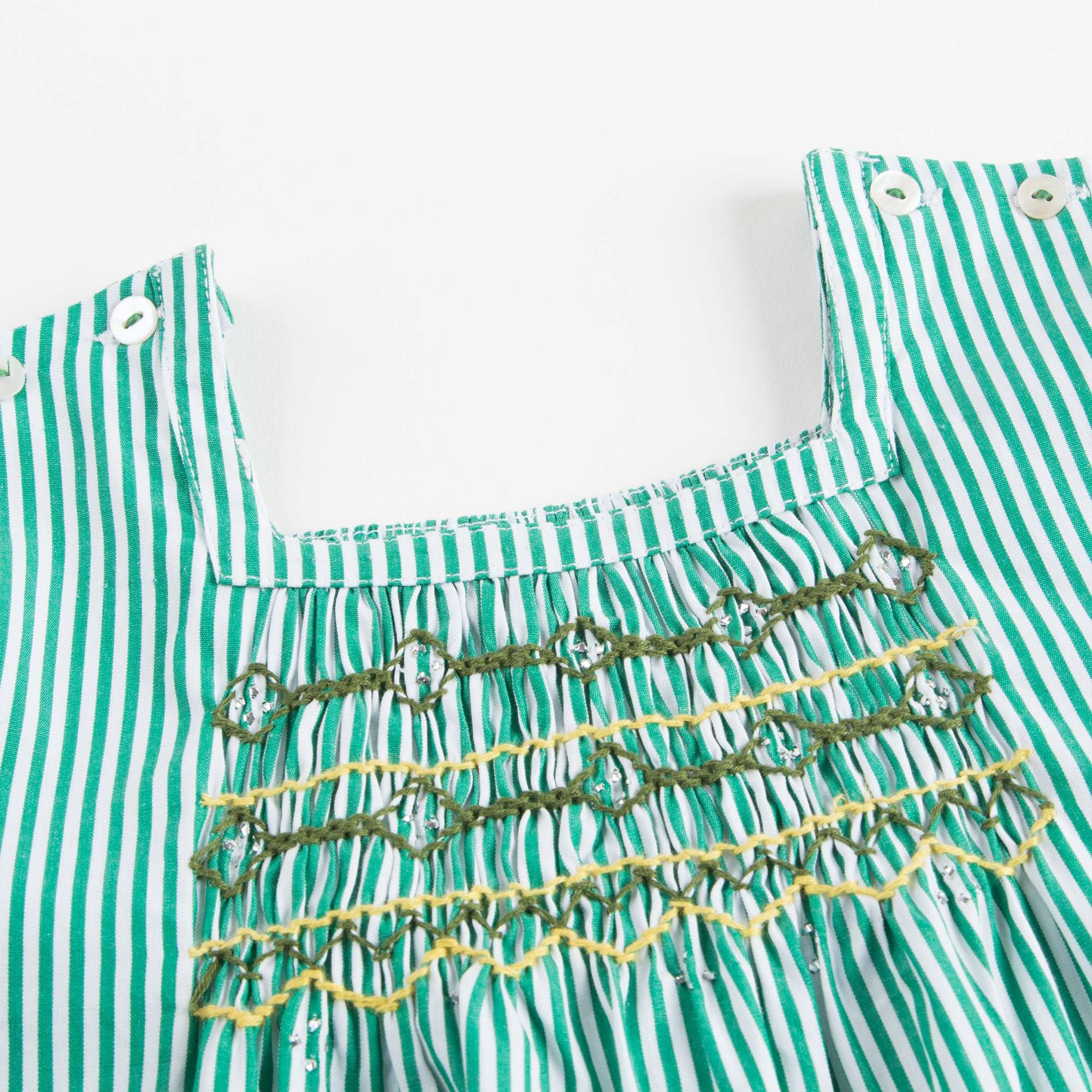 Girls Green Striped Dress