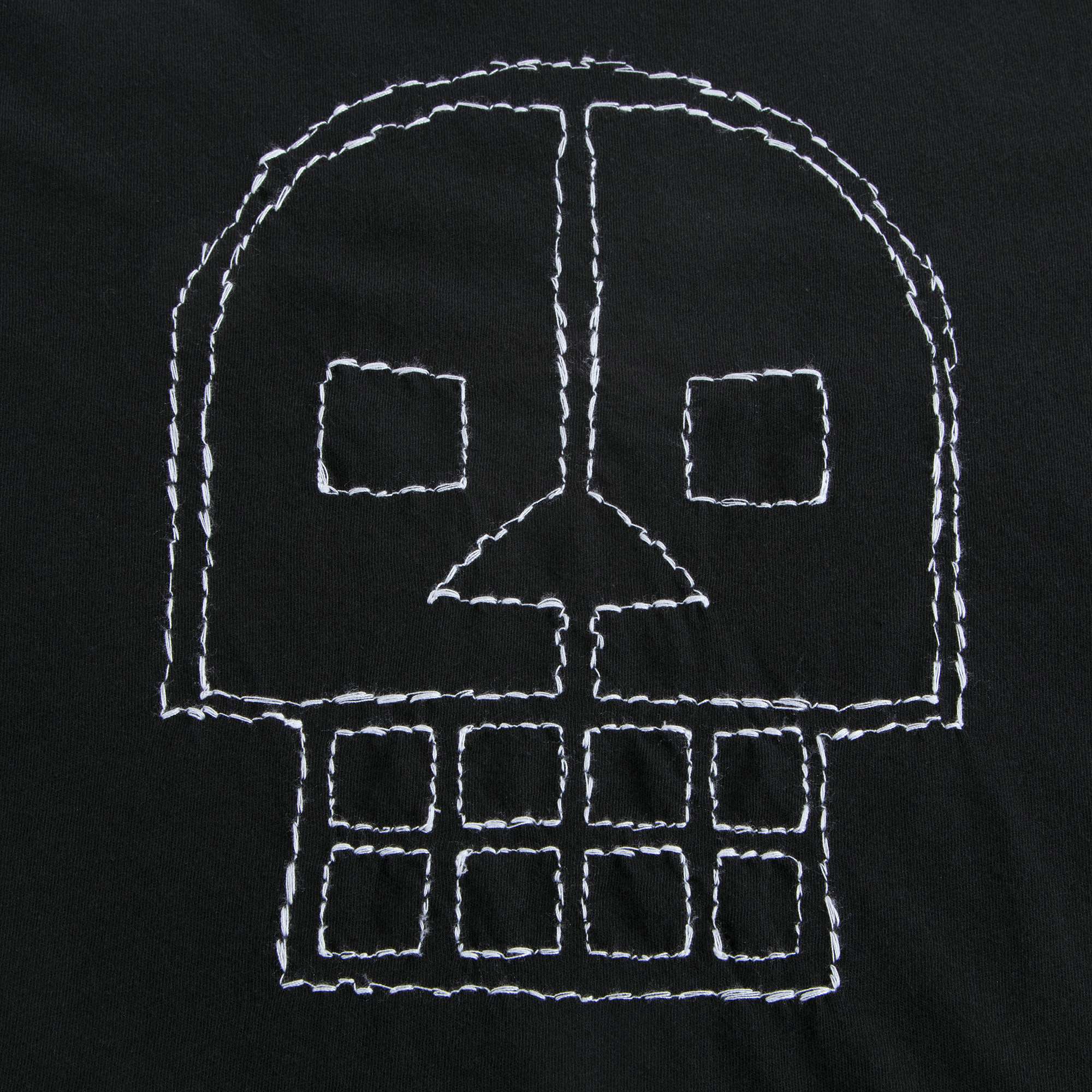Boys Black Cotton Embroidered Skull T-shirt