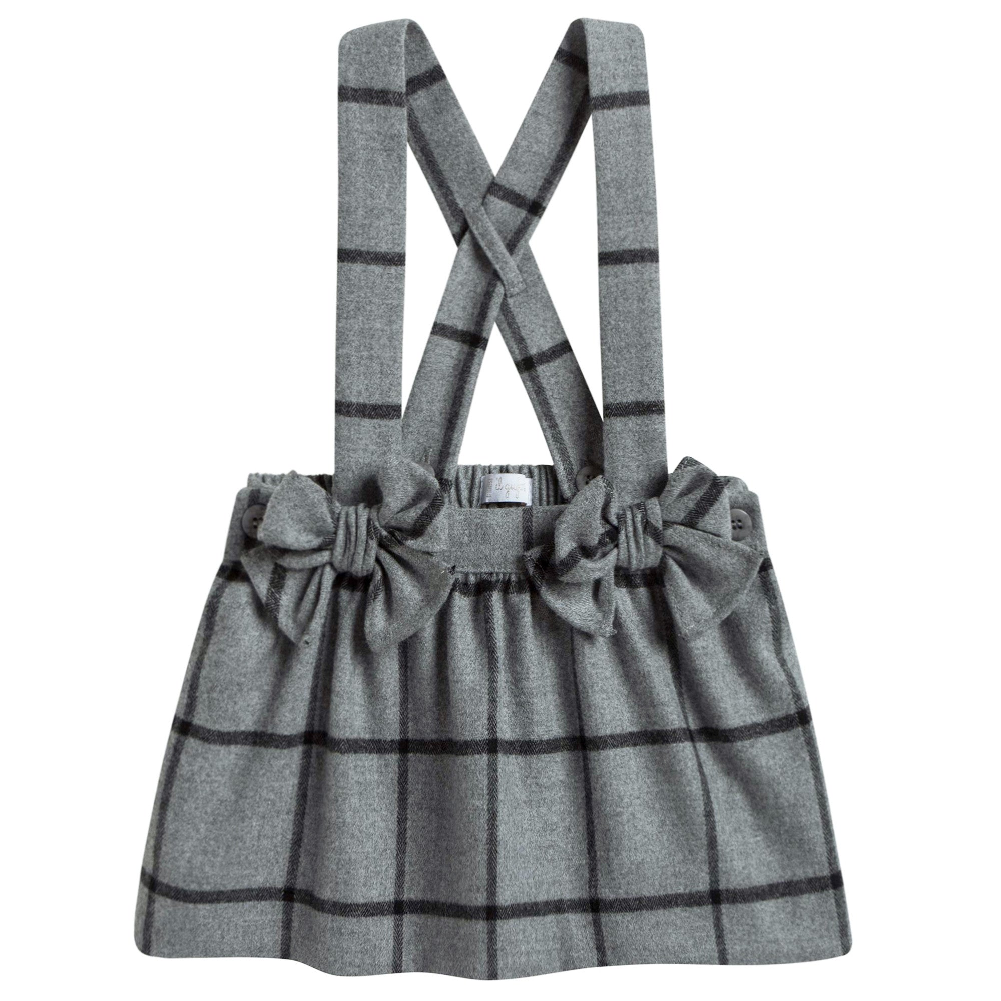 Baby Girls Grey Checked Skirt With Bow