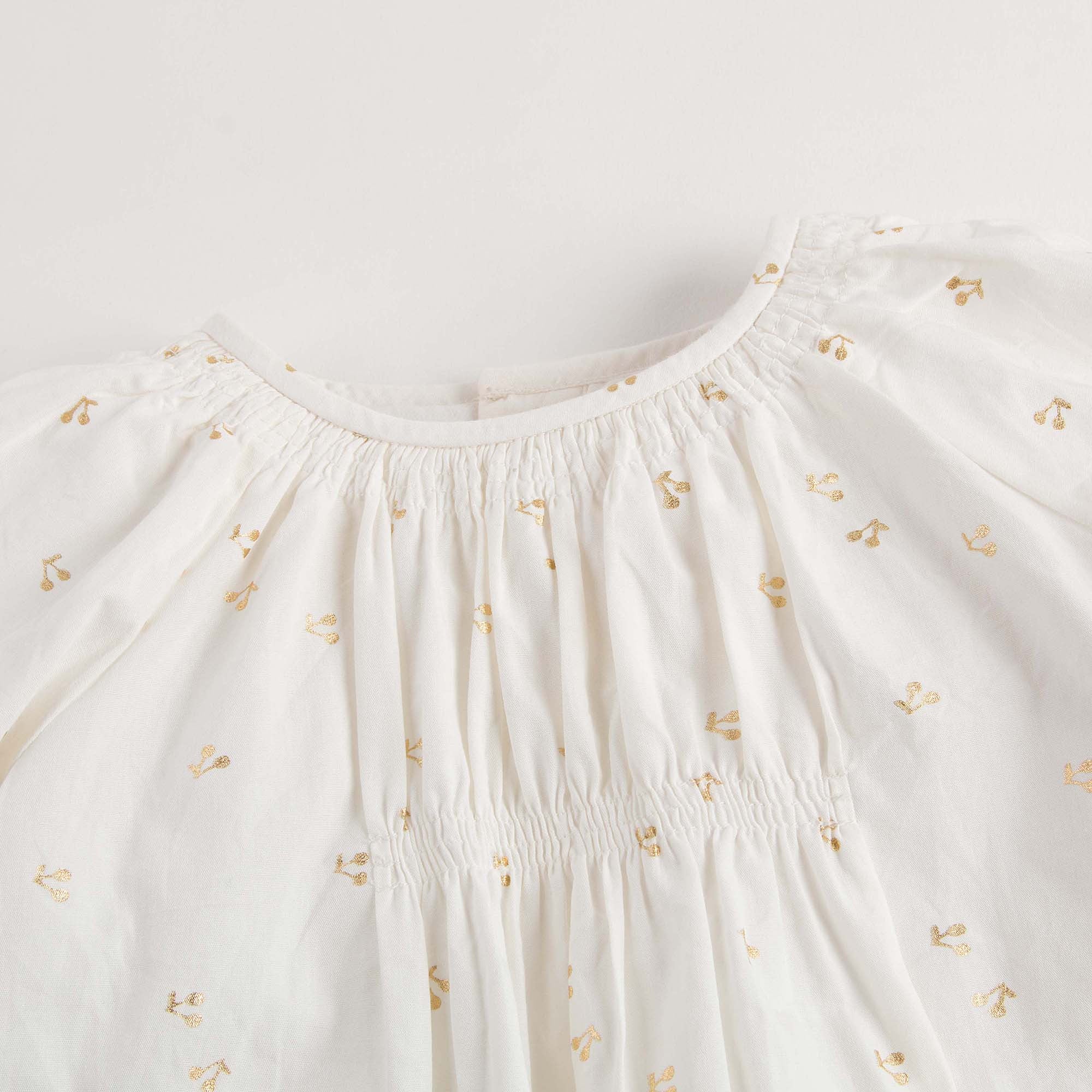 Baby Ivory & Gold Cotton Babysuit - CÉMAROSE | Children's Fashion Store - 3