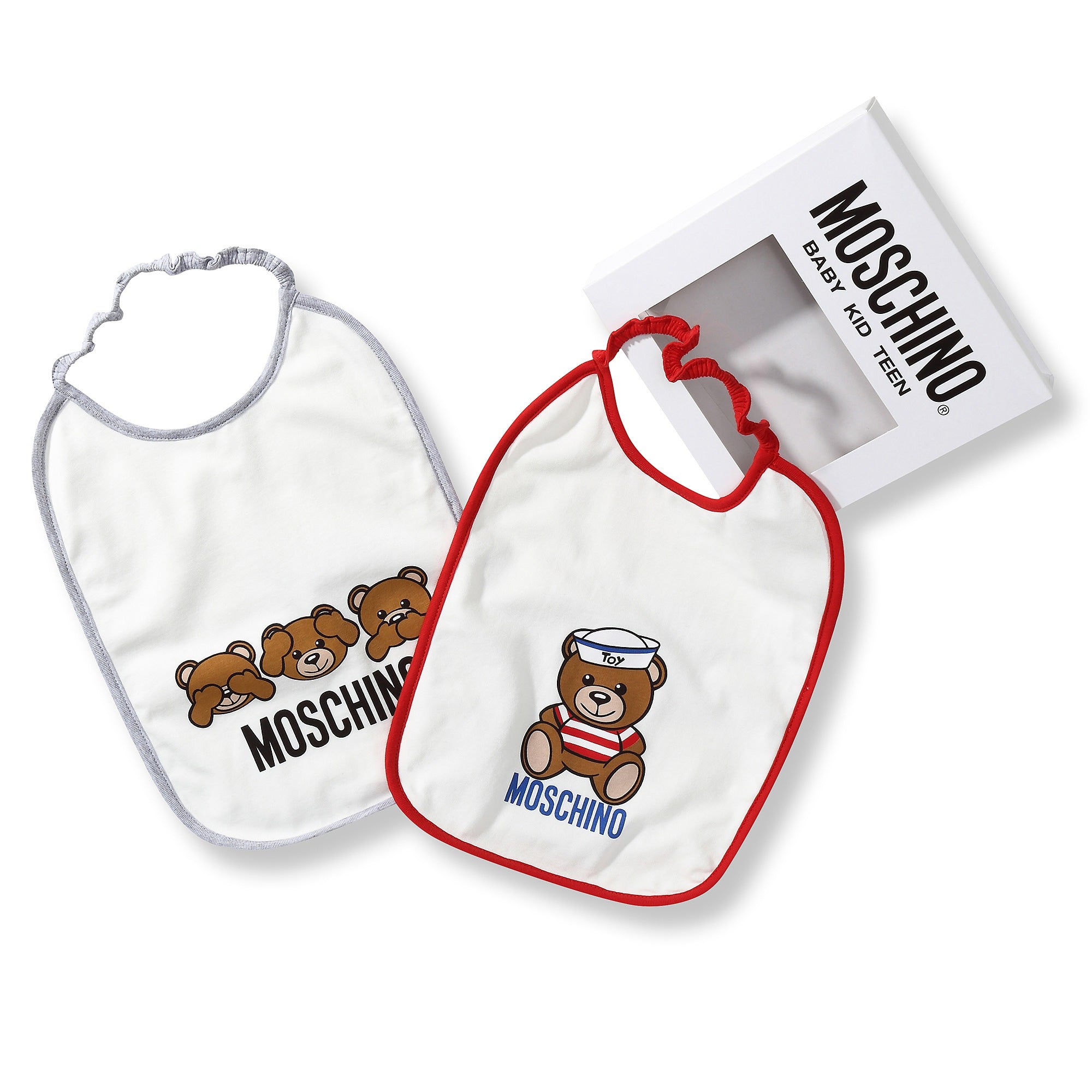 Baby Boys & Girls White Cotton Teddy Bear Bibs Gift Set
