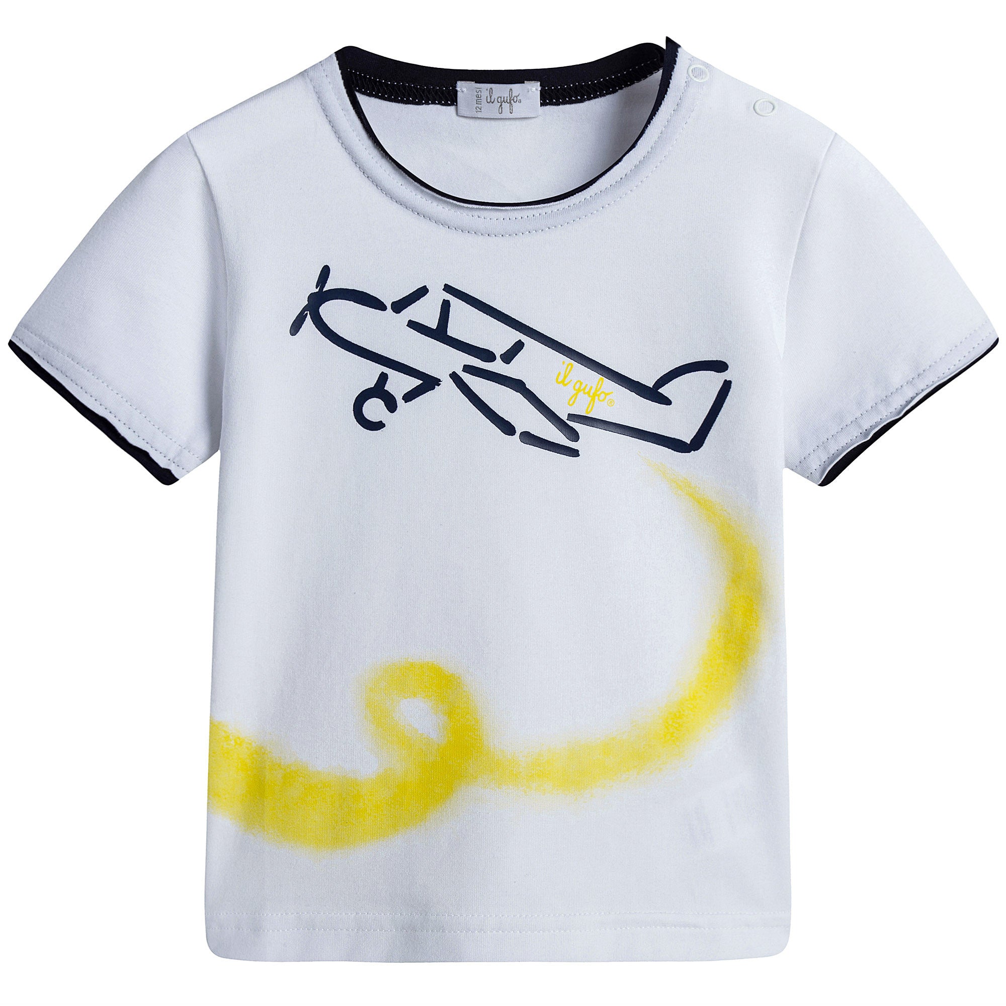 Baby Boys White T-Shirt And Dark Blue Shorts - CÉMAROSE | Children's Fashion Store - 3