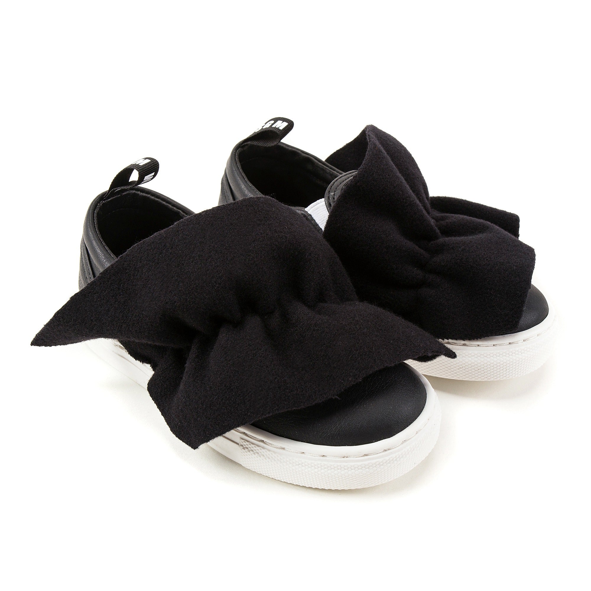 Girls Black Logo Trainers With Ruffle