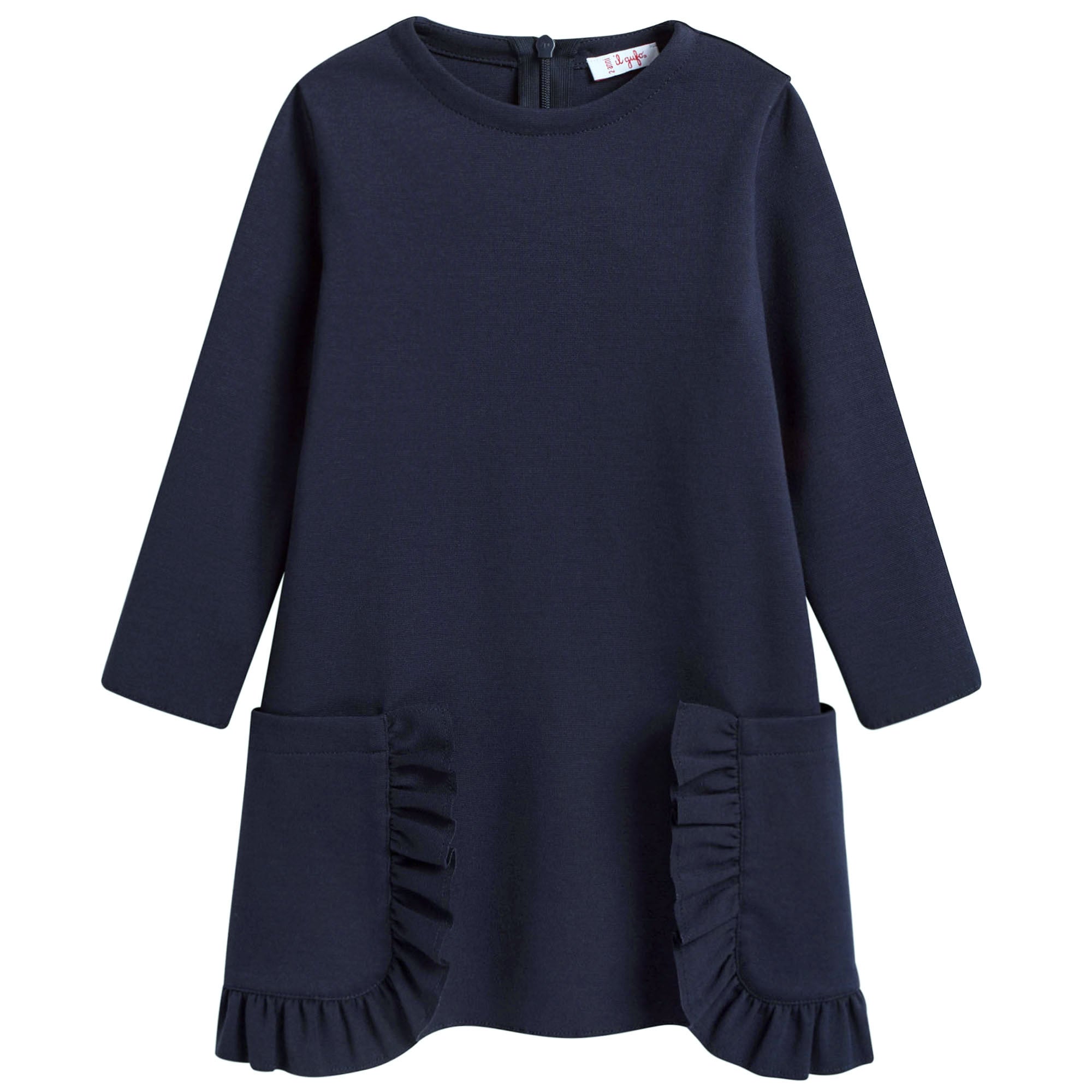 Girls Navy Blue Dress With Pockets