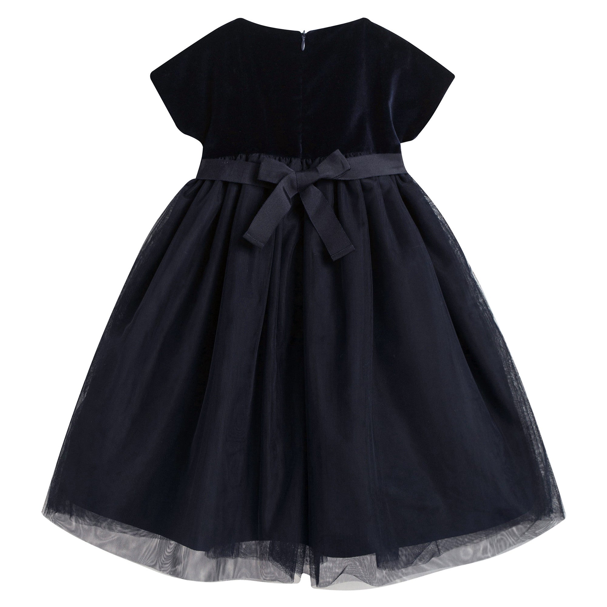 Girls Navy Blue Dress With Star Trims