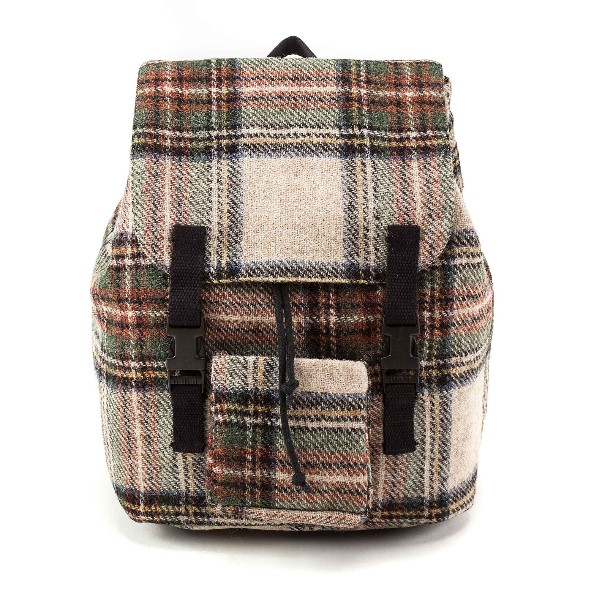 Beige Check Wool Backpack